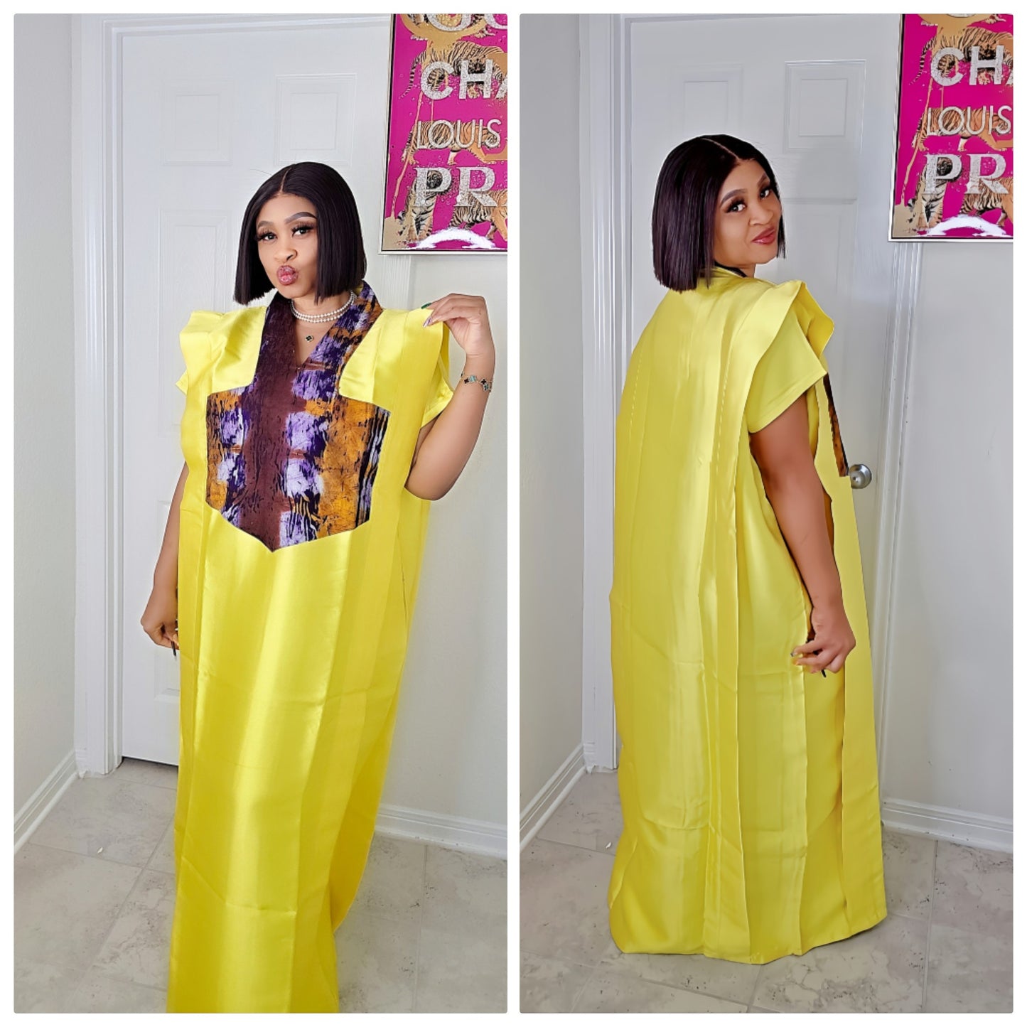 GINA Mikado Silk Rich Aunty Bubu dress with Front Patch