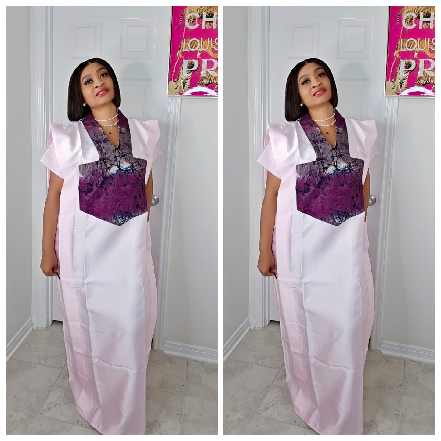 GINA Mikado Silk Rich Aunty Bubu dress with Front Patch