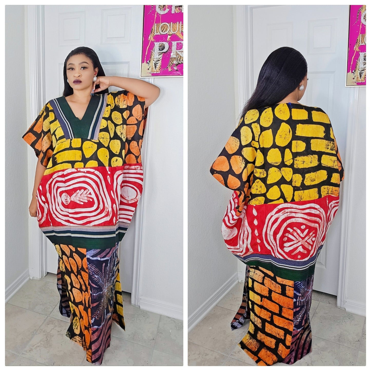 OBIM Patches Bubu Dress With Aso-Oke