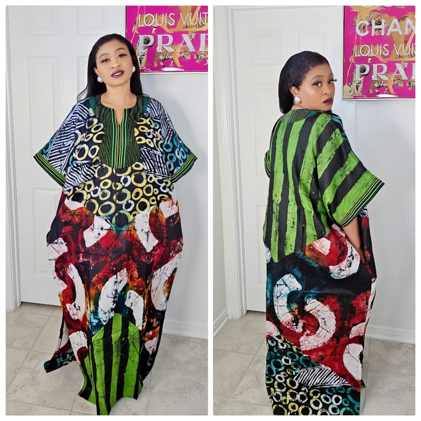 OBIM Patches Bubu Dress With Aso-Oke