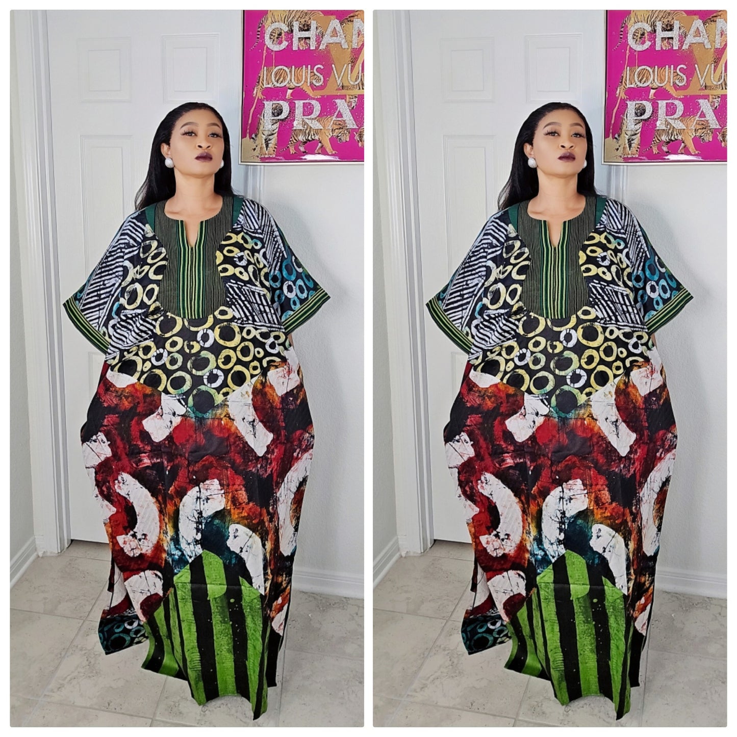 OBIM Patches Bubu Dress With Aso-Oke