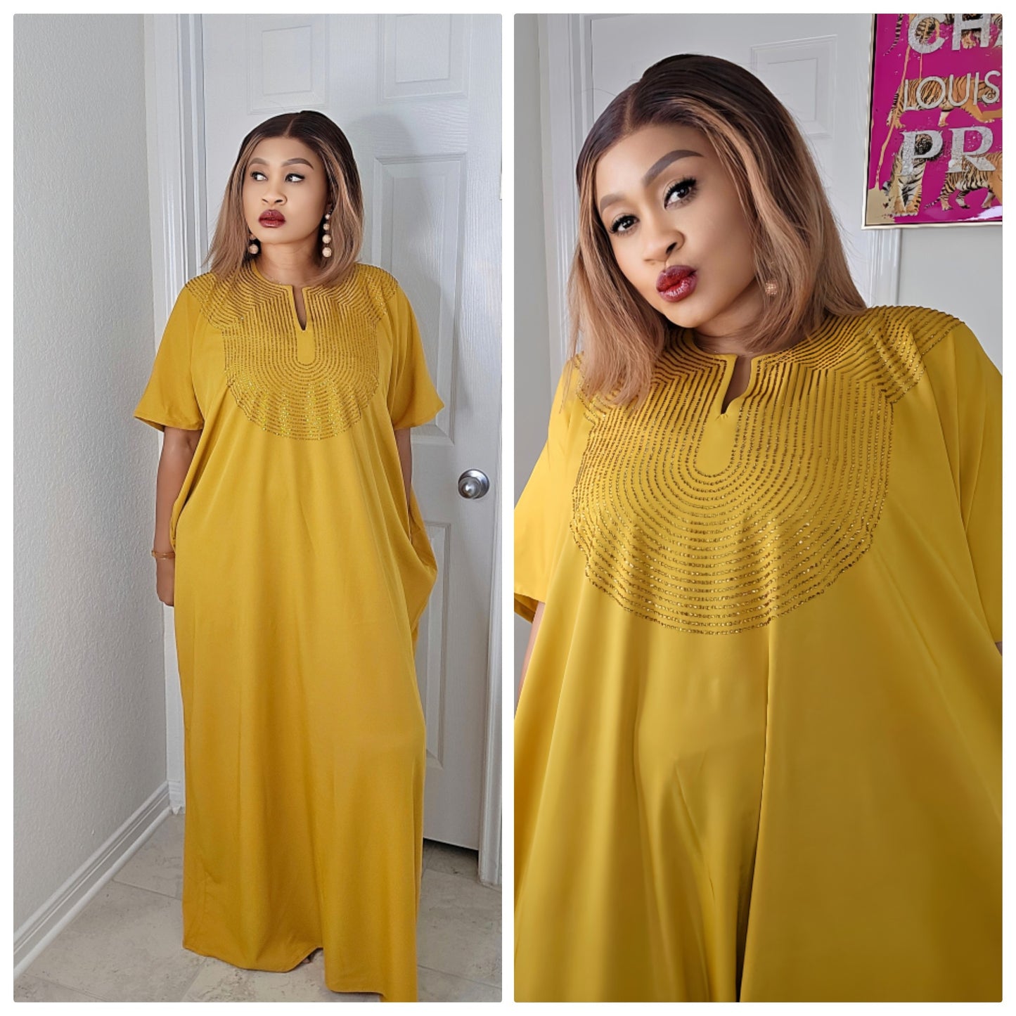 CHIC BOUBOU SPARKLY KAFTAN WITH HIDDEN SIDES POCKETS ( BESTSELLER)