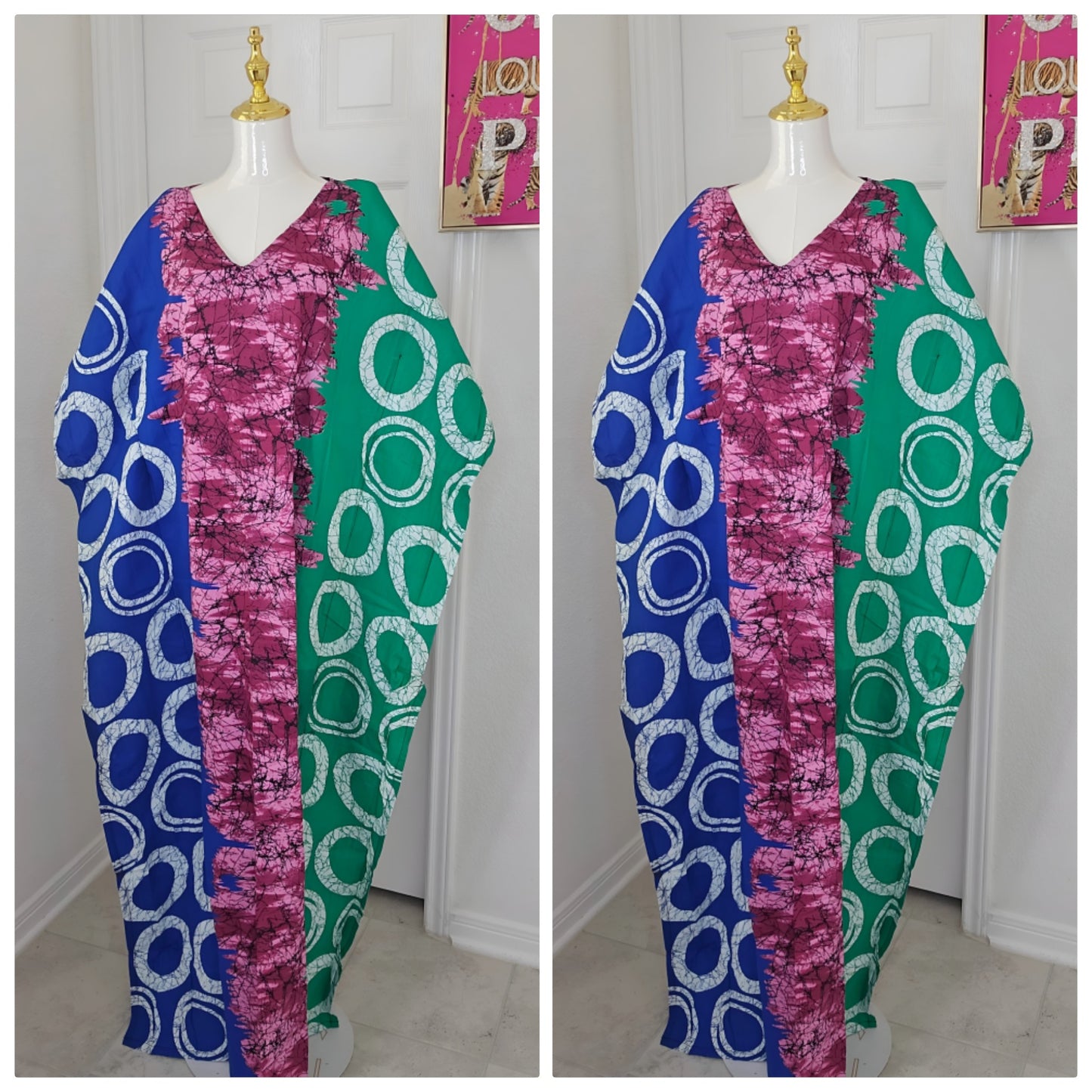 DI Ankara Bubu Dress-Mini Agbada Three -Tone Ankara
