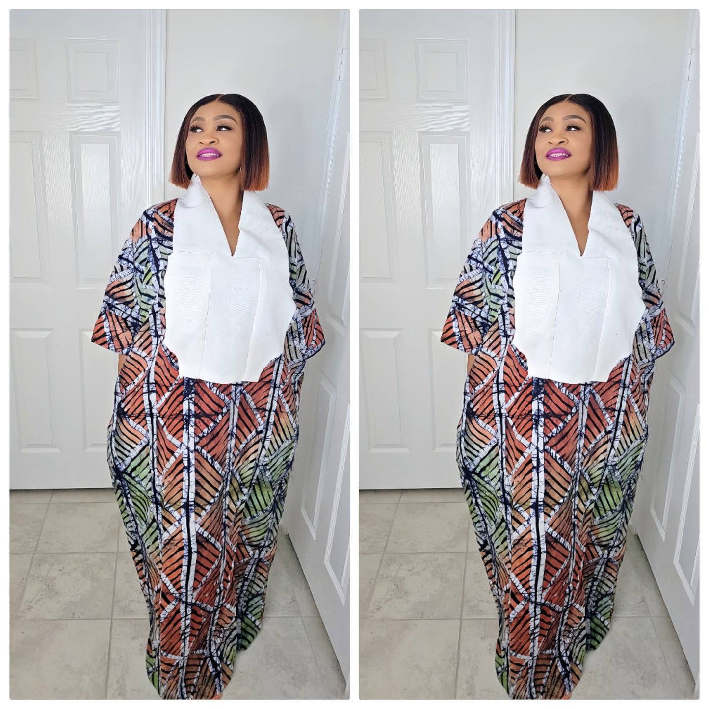 TARI BUBU – Aso-Oke Embroidered Bubu Boubou Kaftan Style with Matching Scarf