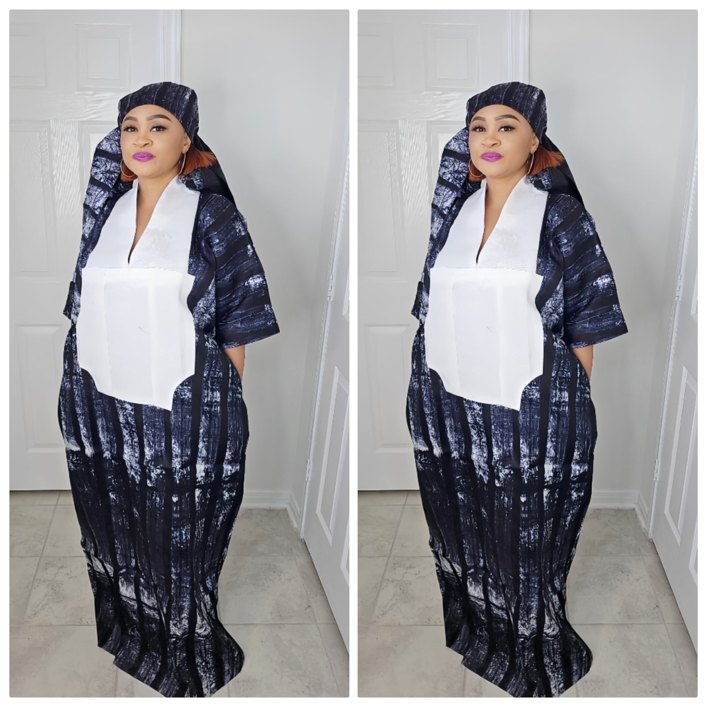TARI BUBU – Aso-Oke Embroidered Bubu Boubou Kaftan Style with Matching Scarf
