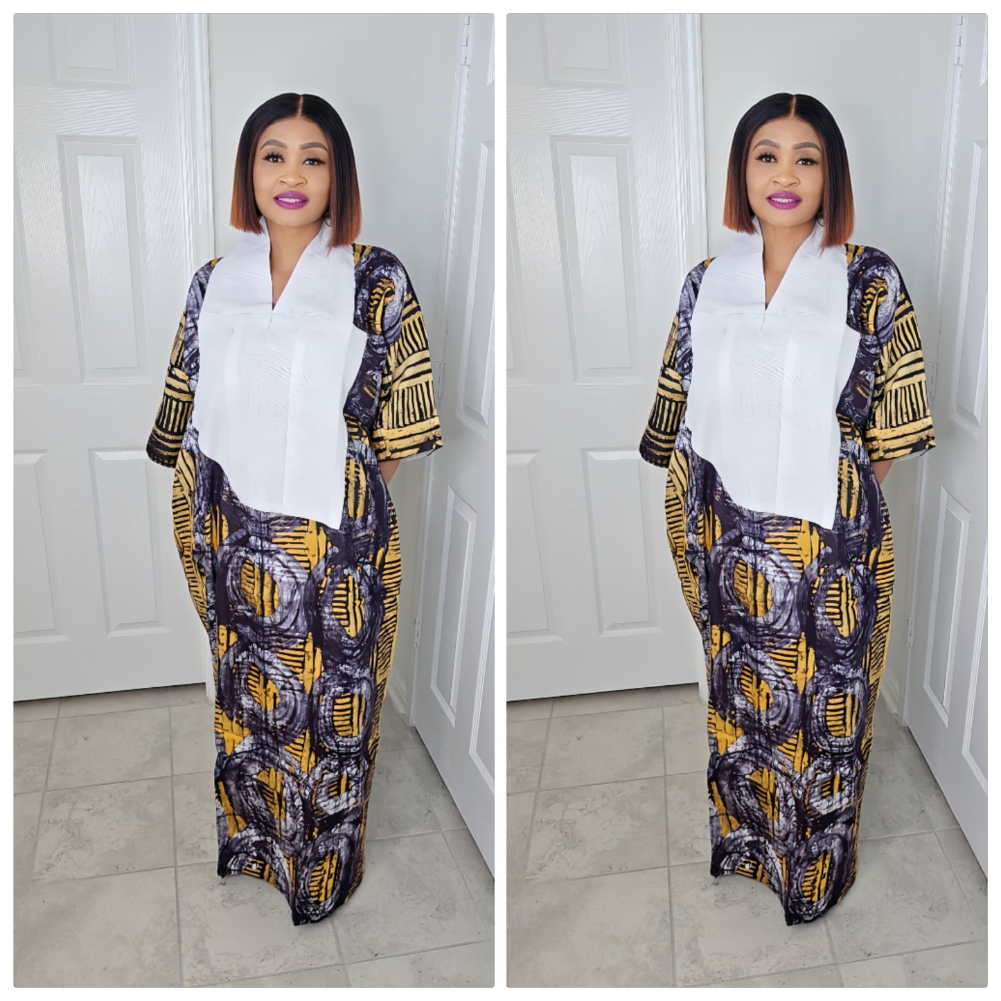 TARI BUBU – Aso-Oke Embroidered Bubu Boubou Kaftan Style with Matching Scarf