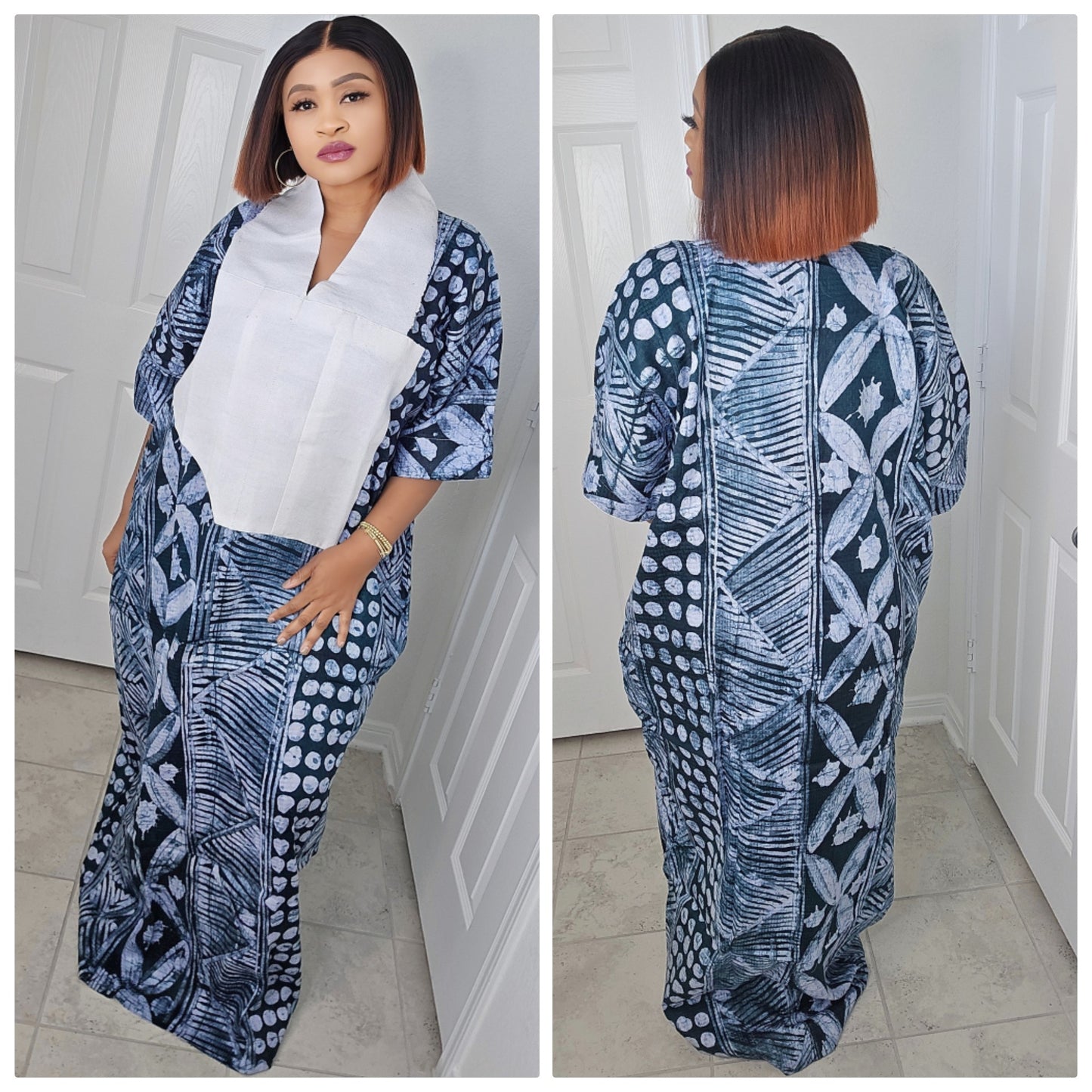 TARI BUBU – Aso-Oke Embroidered Bubu Boubou Kaftan Style with Matching Scarf