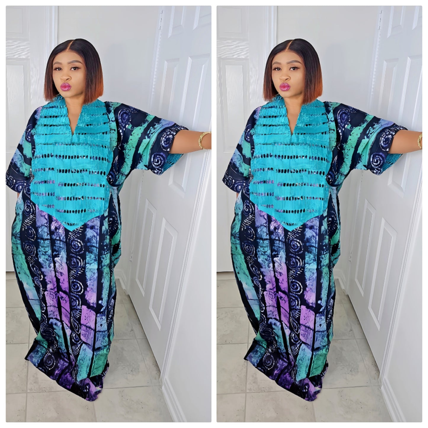 TARI BUBU – Aso-Oke Embroidered Bubu Boubou Kaftan Style with Matching Scarf