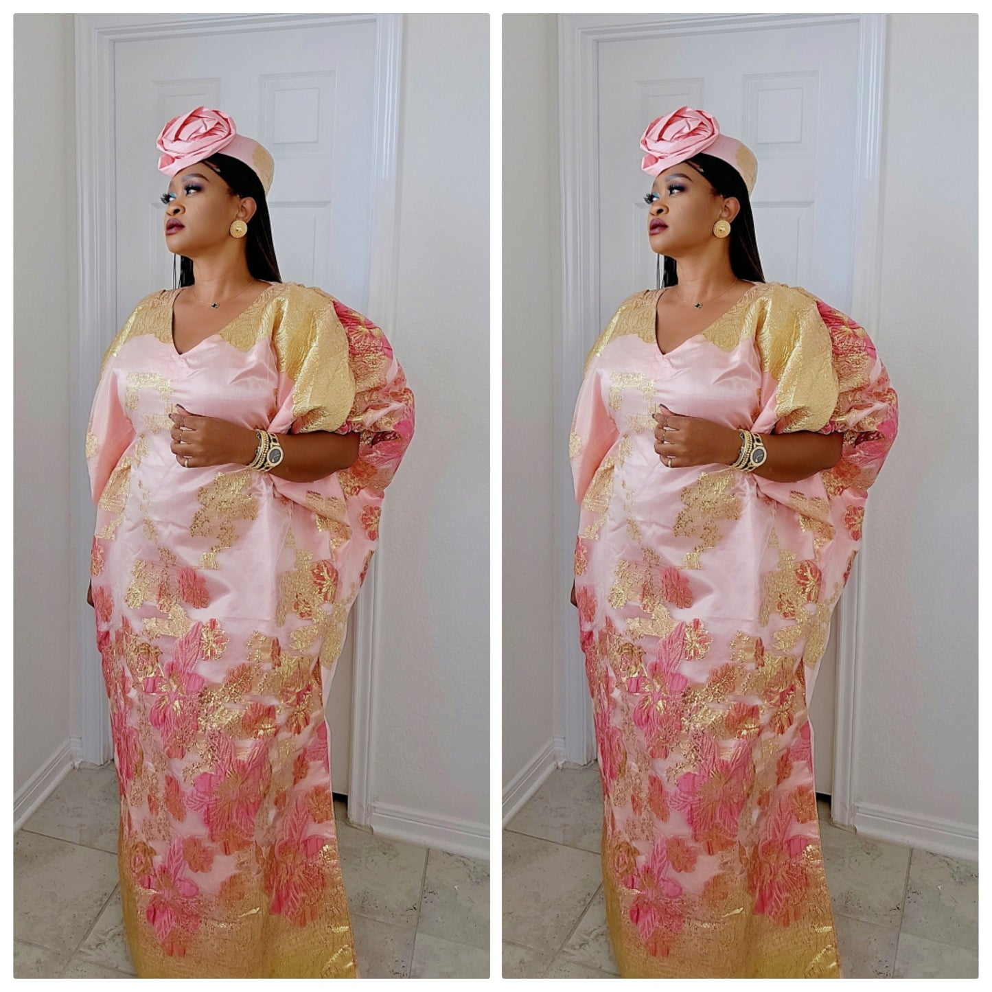 Rich Aunty Luxe Sheer Bubu Dress with Matching Hat
