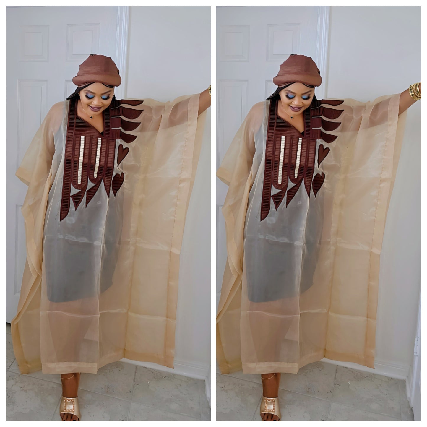 Amara Silk Chiffon Bubu with Matching Scarf, Inner & Hat
!!