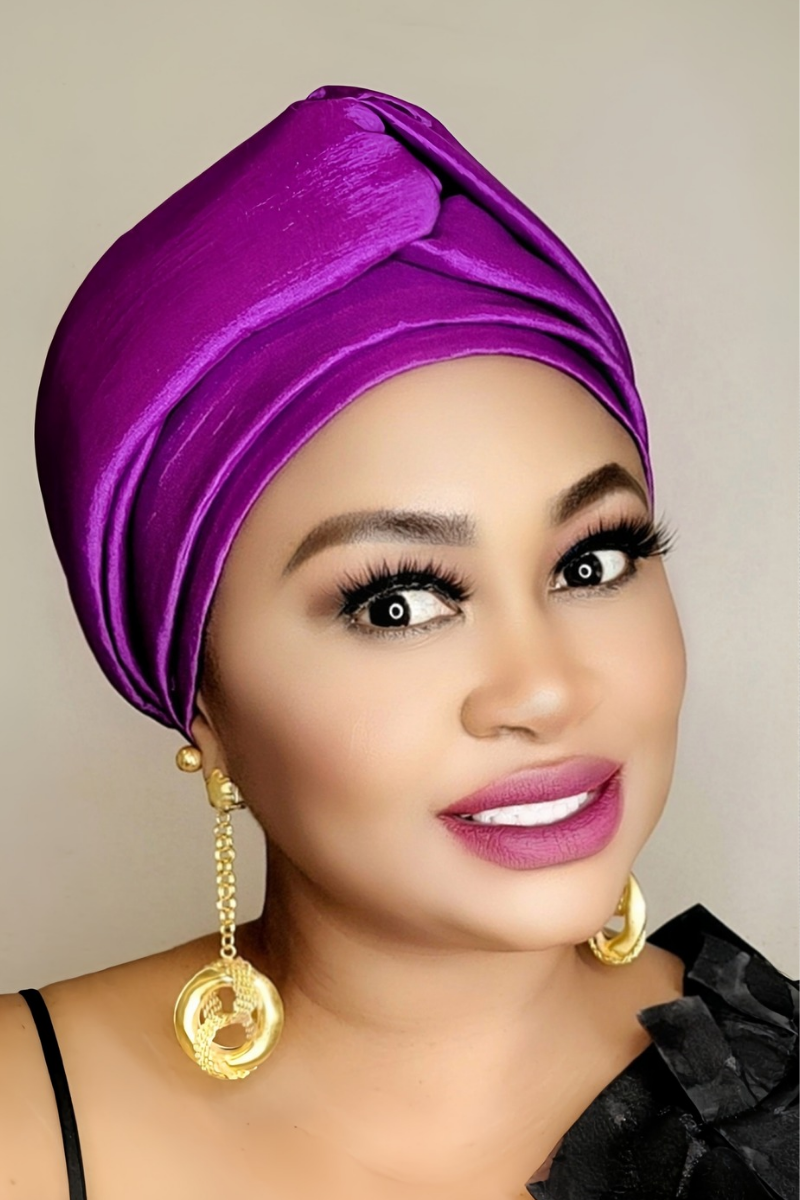 READY TO WEAR TAFETTA TURBAN GELE CAP WITH KNOT UP-DO- 7