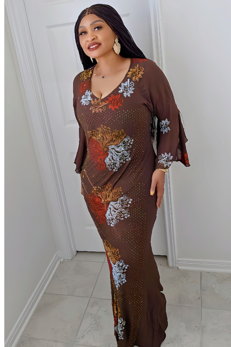 DAZZLE FIT Flare-Sleeve Sparkle Kaftan – One Size Fits All
