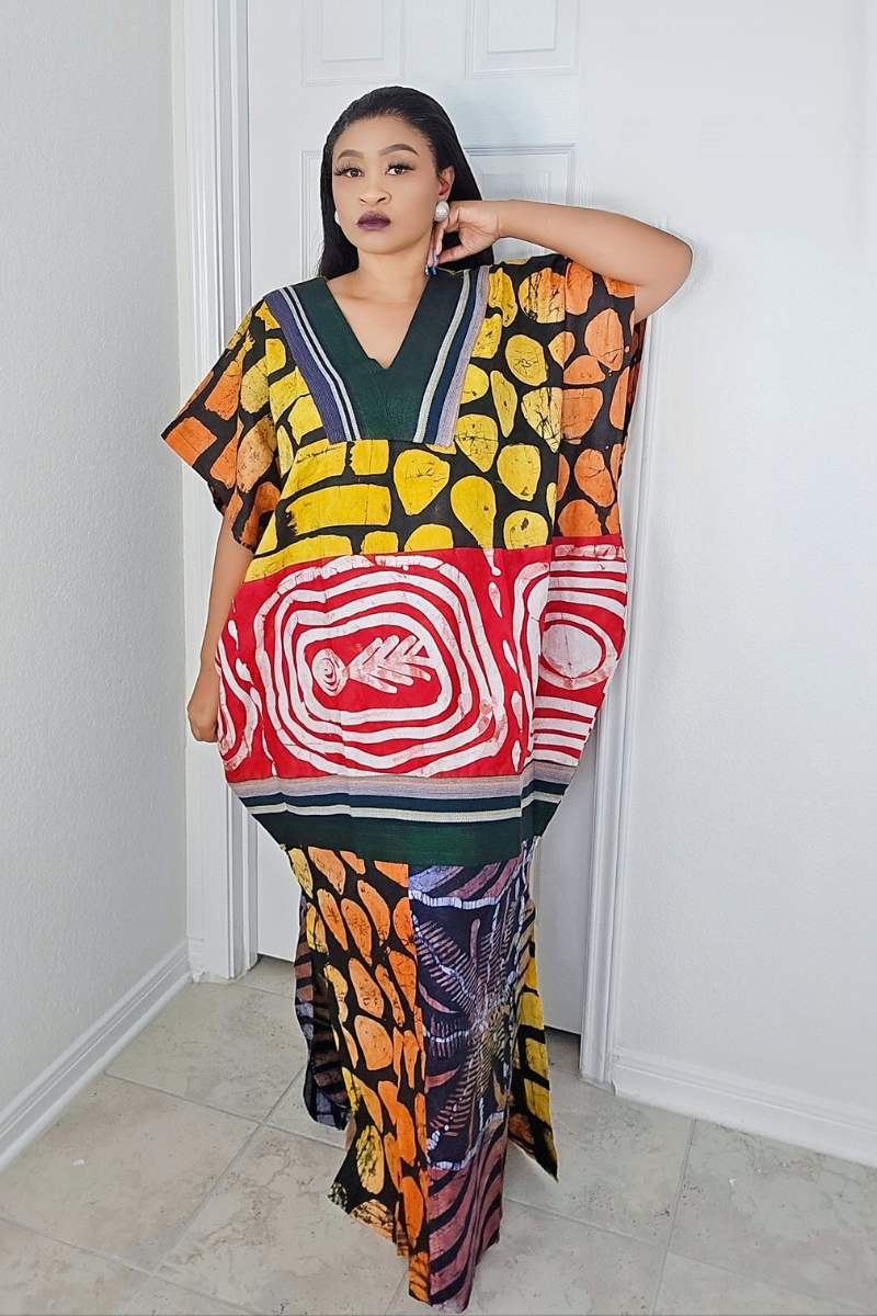 OBIM Patches Bubu Dress With Aso-Oke