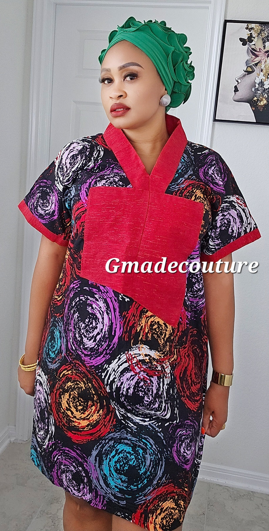 Asa Ankara premium with Aso-Oke neckline Dress-1