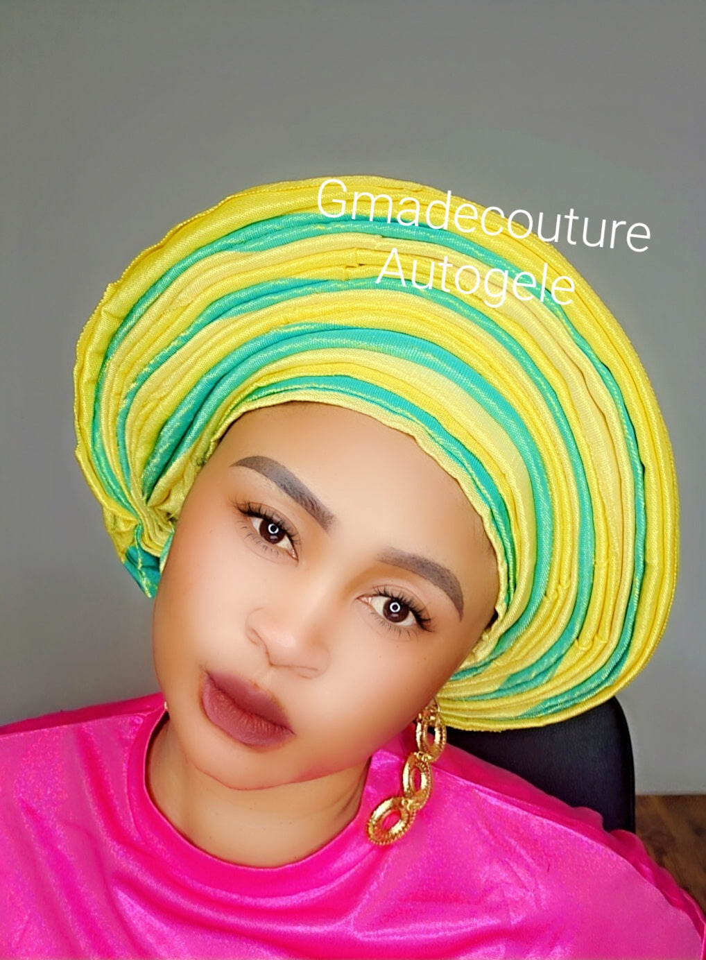 ROUND SHAPED LUXURY AUTOGELE ASO OKE BEADED HEADTIE ONLY