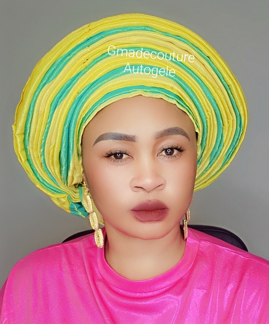 ROUND SHAPED LUXURY AUTOGELE ASO OKE BEADED HEADTIE ONLY