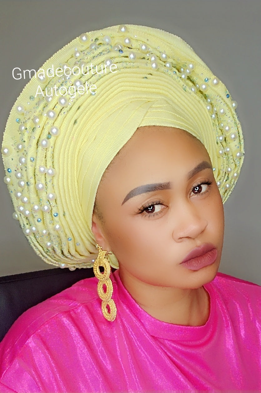 Pearls V-Cut Luxury Autogele fully beaded with pearls and embroidered in lace .