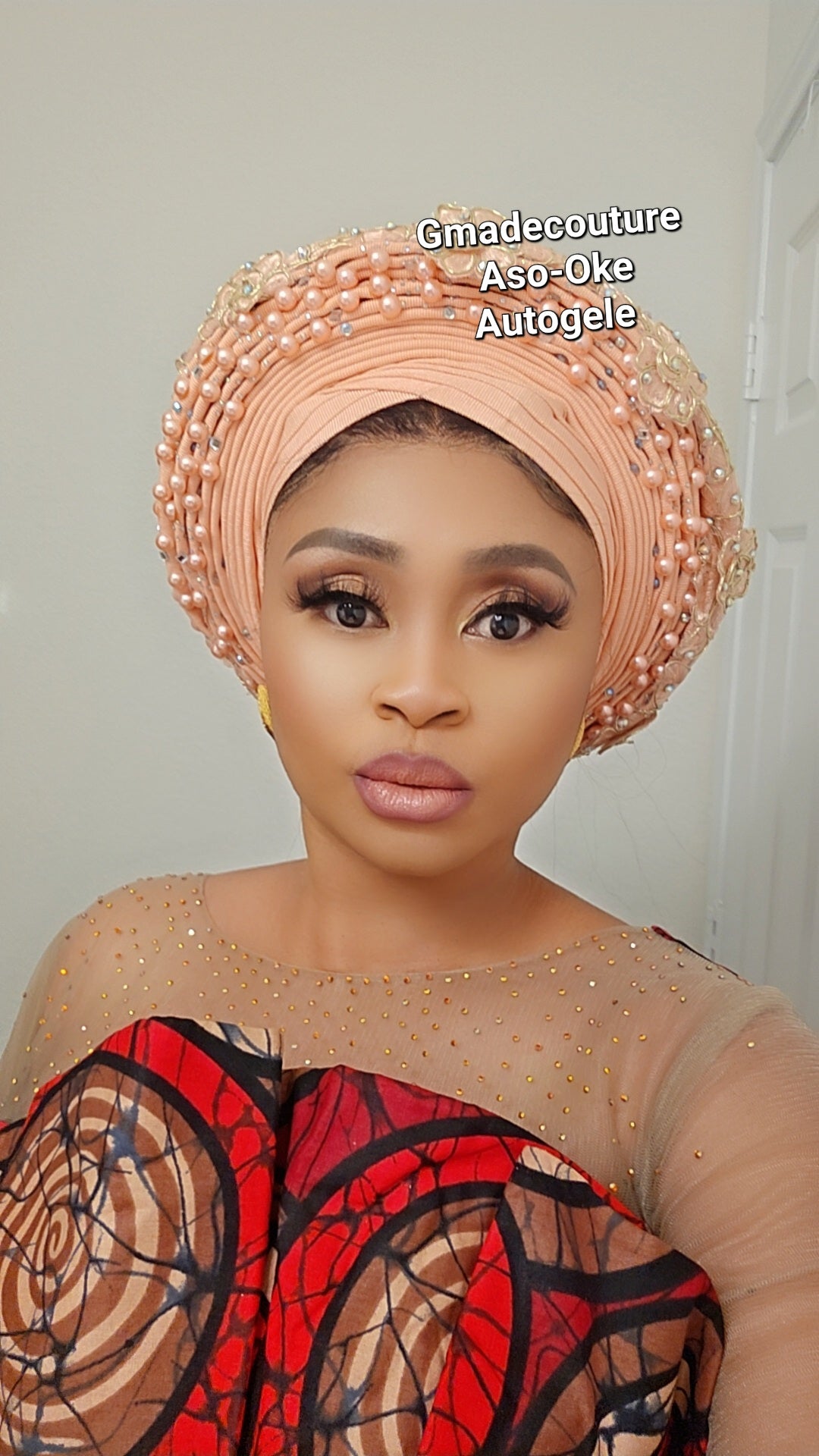 Pearls V-Cut Luxury Autogele fully beaded with pearls and embroidered in lace .