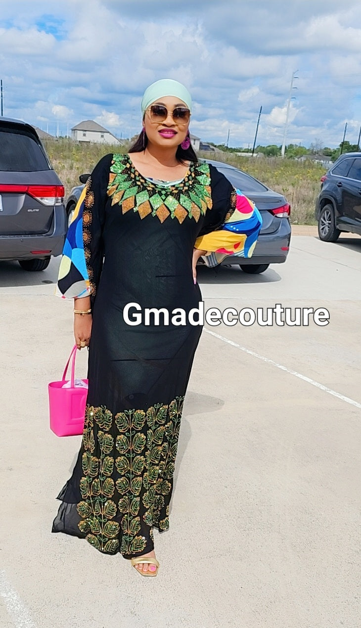 Rich Aunty Hajia Million stones kaftan with open sides