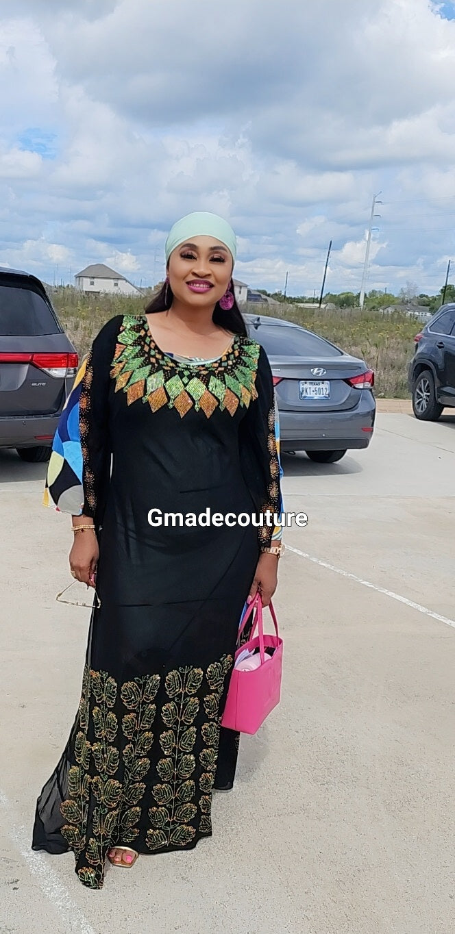 Rich Aunty Hajia Million stones kaftan with open sides