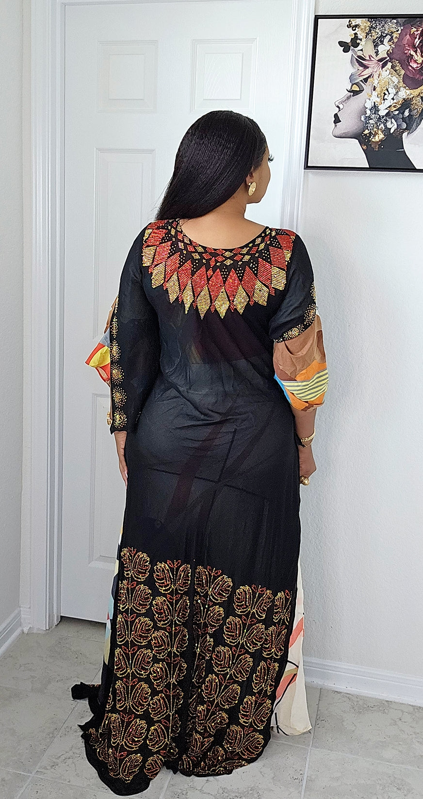 Rich Aunty Hajia Million stones kaftan with open sides-N