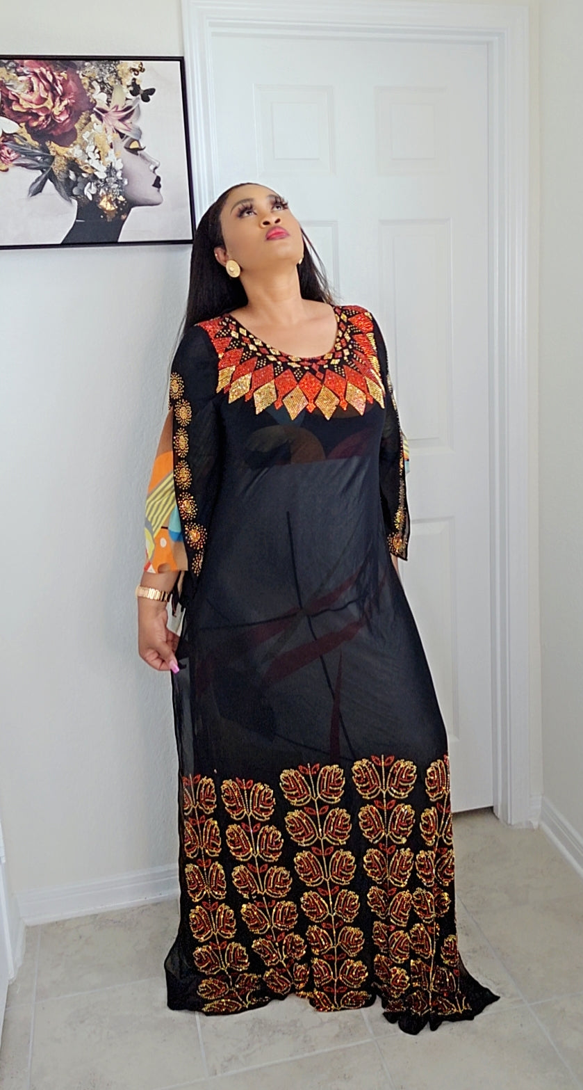 Rich Aunty Hajia Million stones kaftan with open sides-N