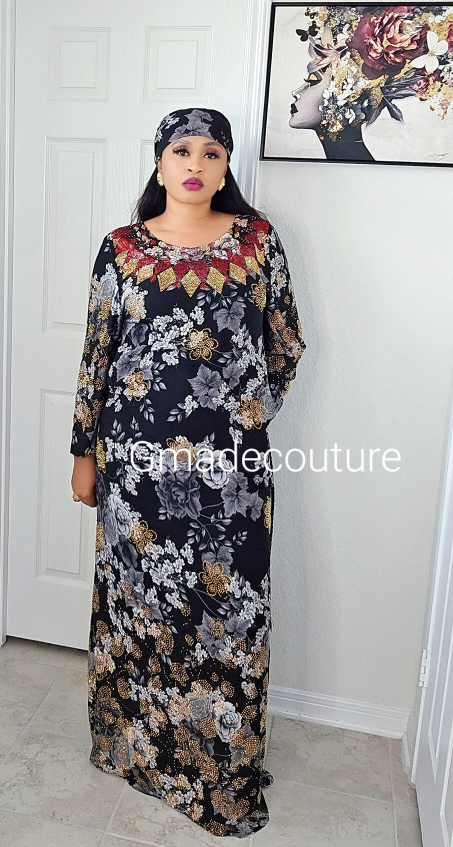 Bimbs Million stones kaftan with Blinged sleeve