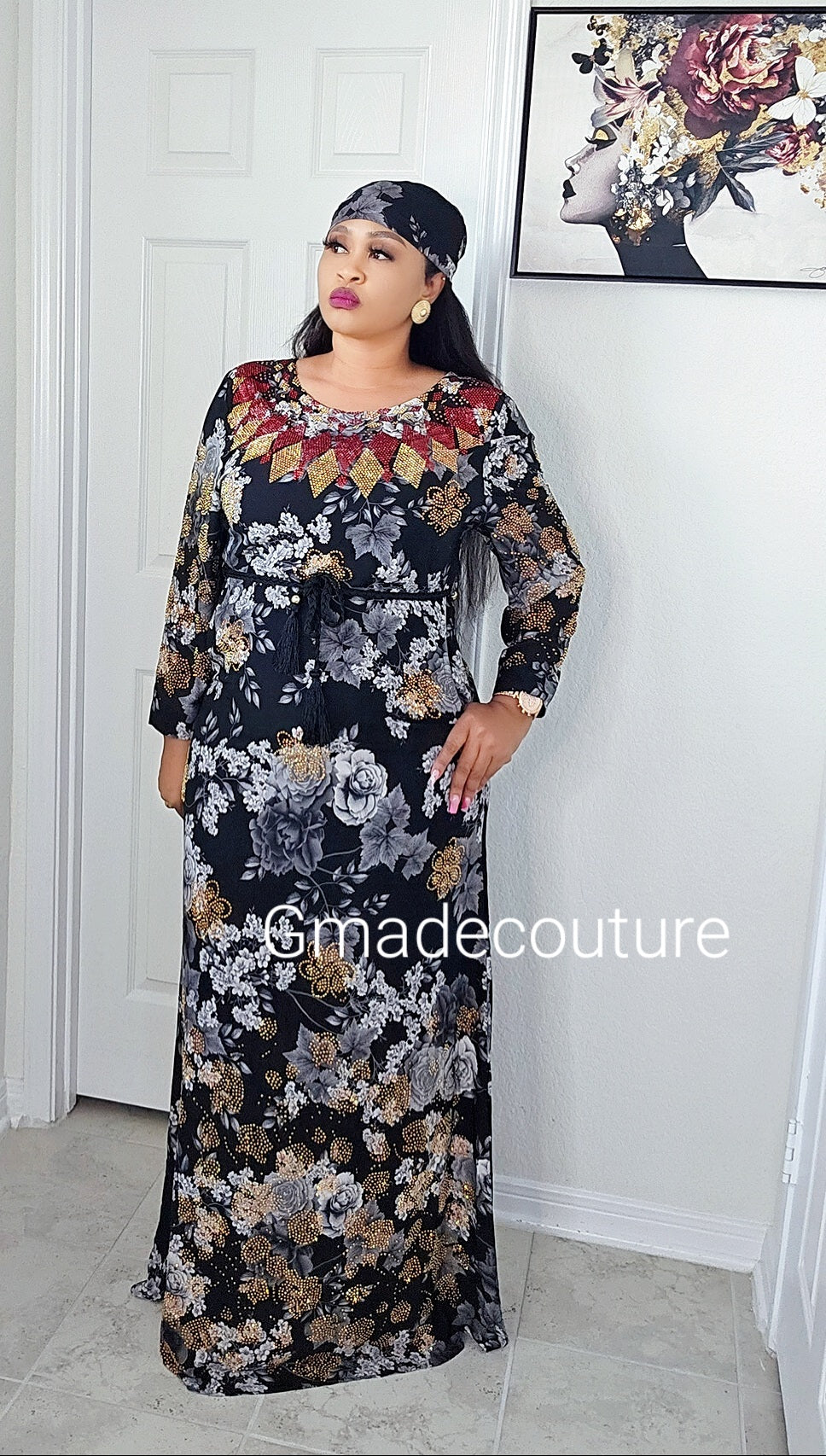 Bimbs Million stones kaftan with Blinged sleeve
