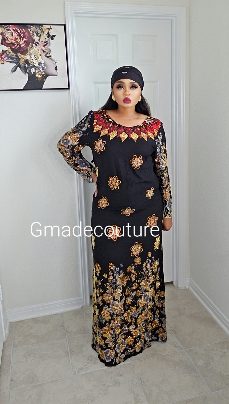 Bimbs Million stones kaftan with Blinged sleeves