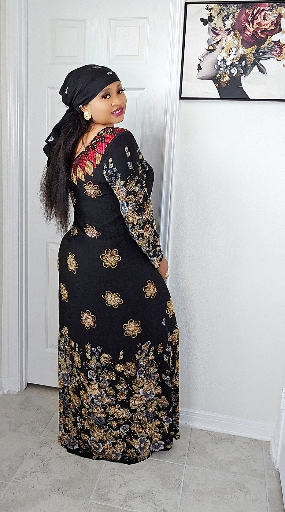 Bimbs Million stones kaftan with Blinged sleeve