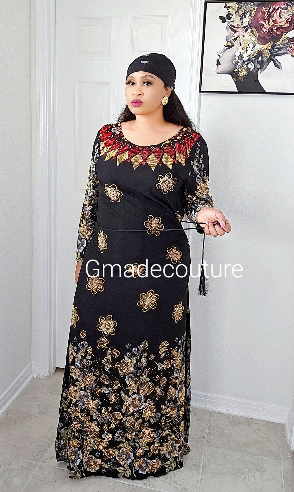 Bimbs Million stones kaftan with Blinged sleeves