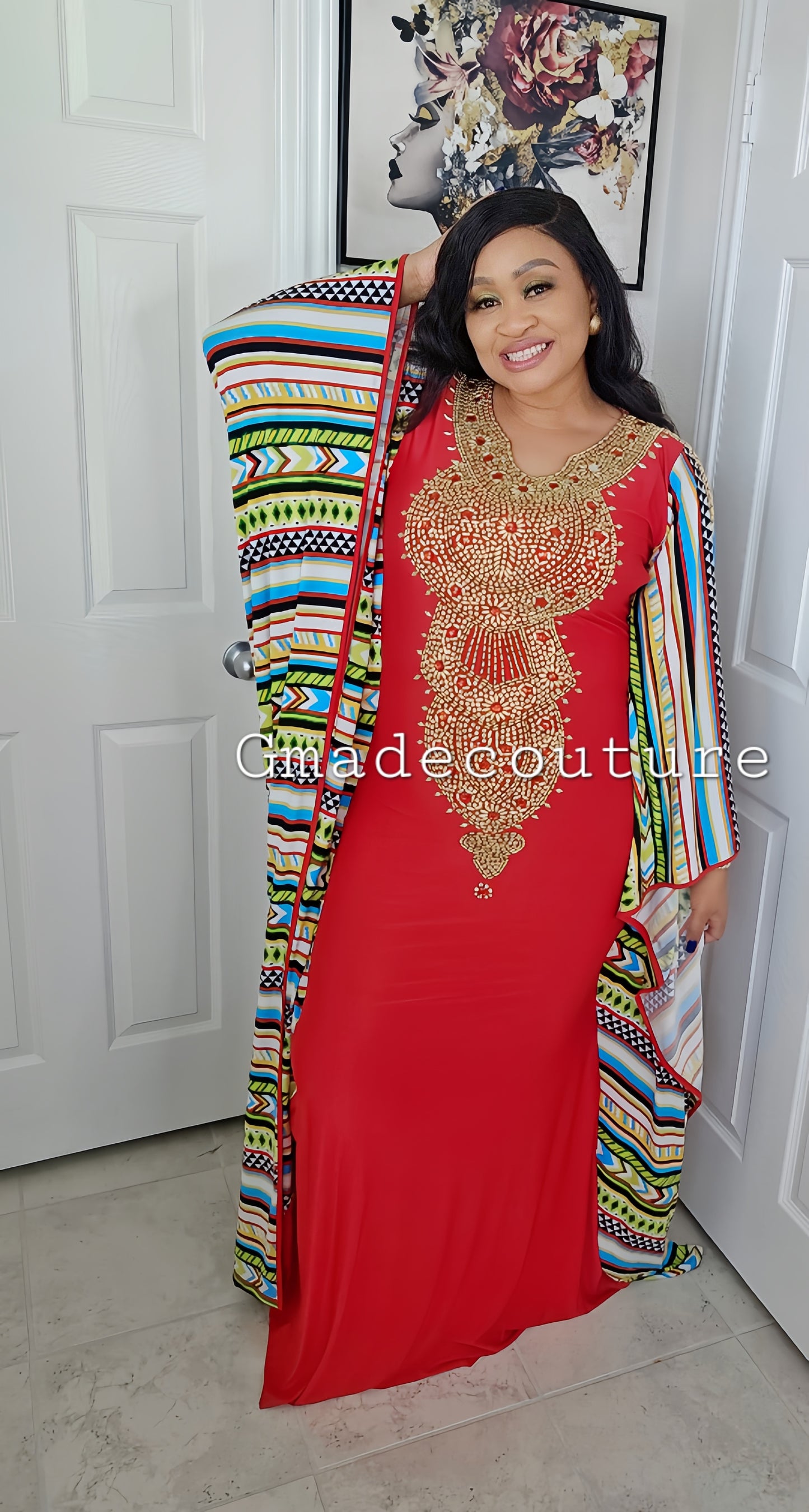 Bella Butterfly beaded kaftan Abaya