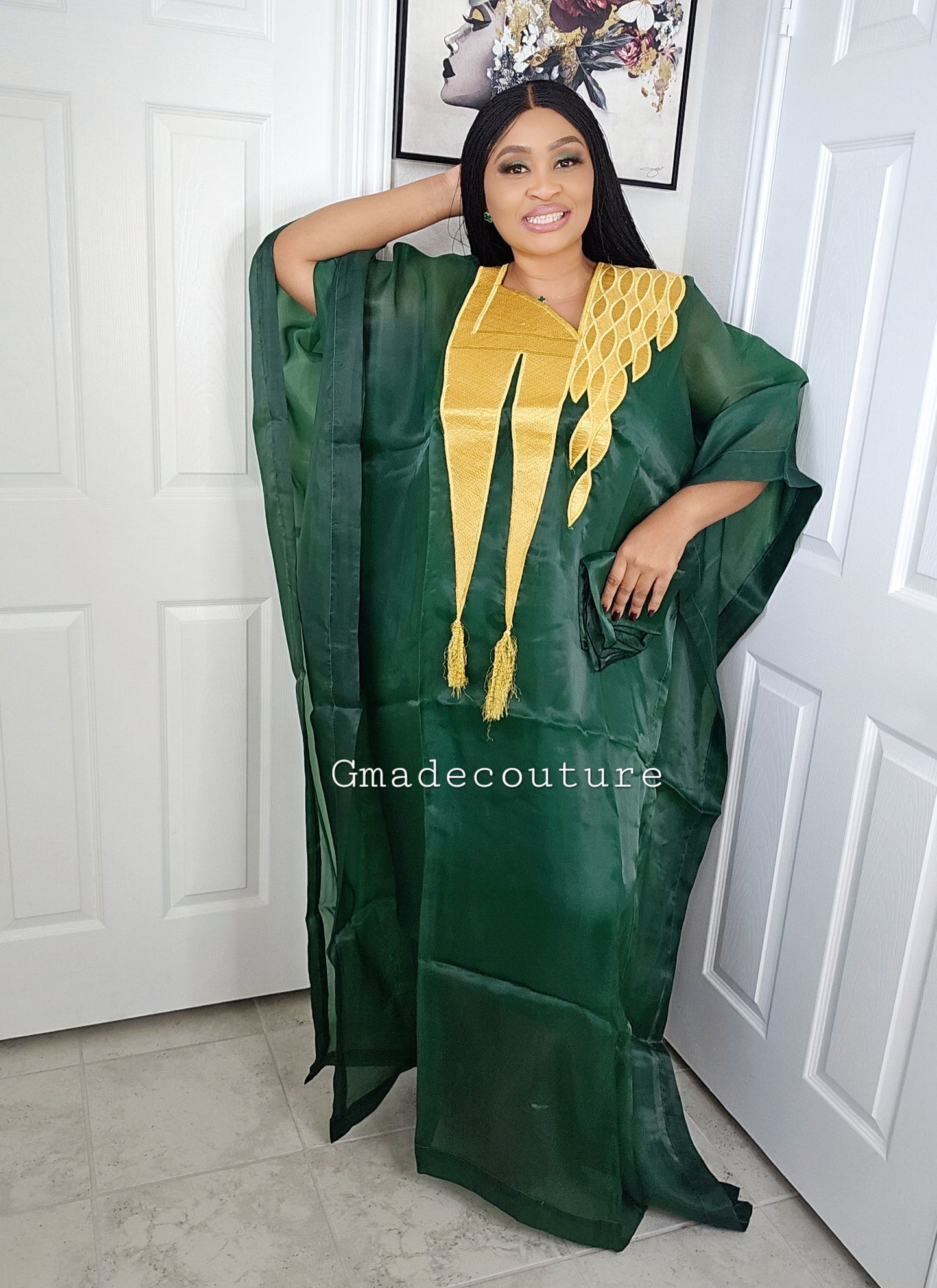 Princess Karo Rich Aunty Organdi Bubu Dress - Kaftan with Matching Scarf