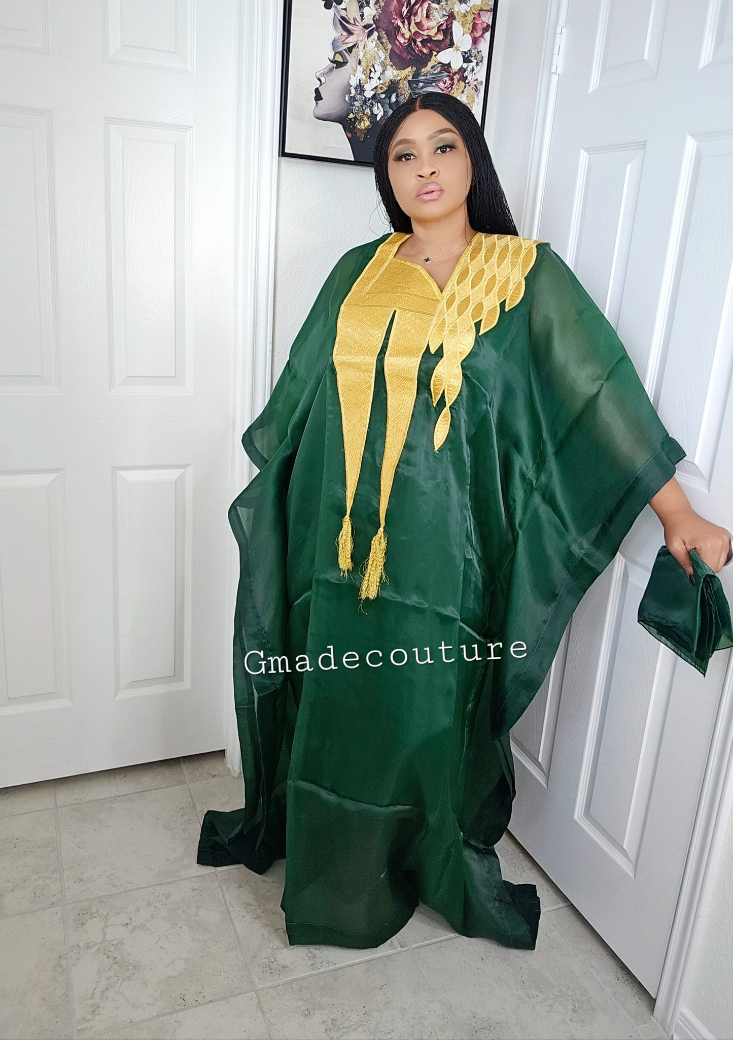 Princess Karo Rich Aunty Organdi Bubu Dress - Kaftan with Matching Scarf