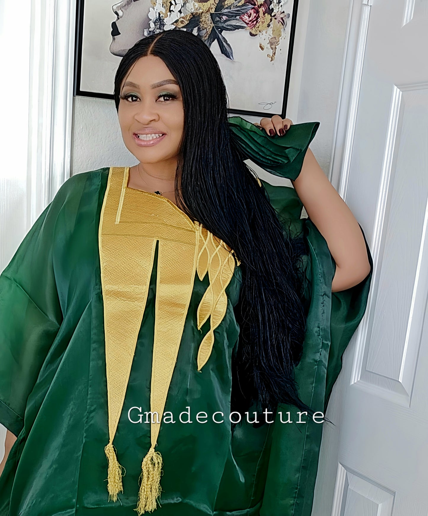 Princess Karo Rich Aunty Organdi Bubu Dress - Kaftan with Matching Scarf