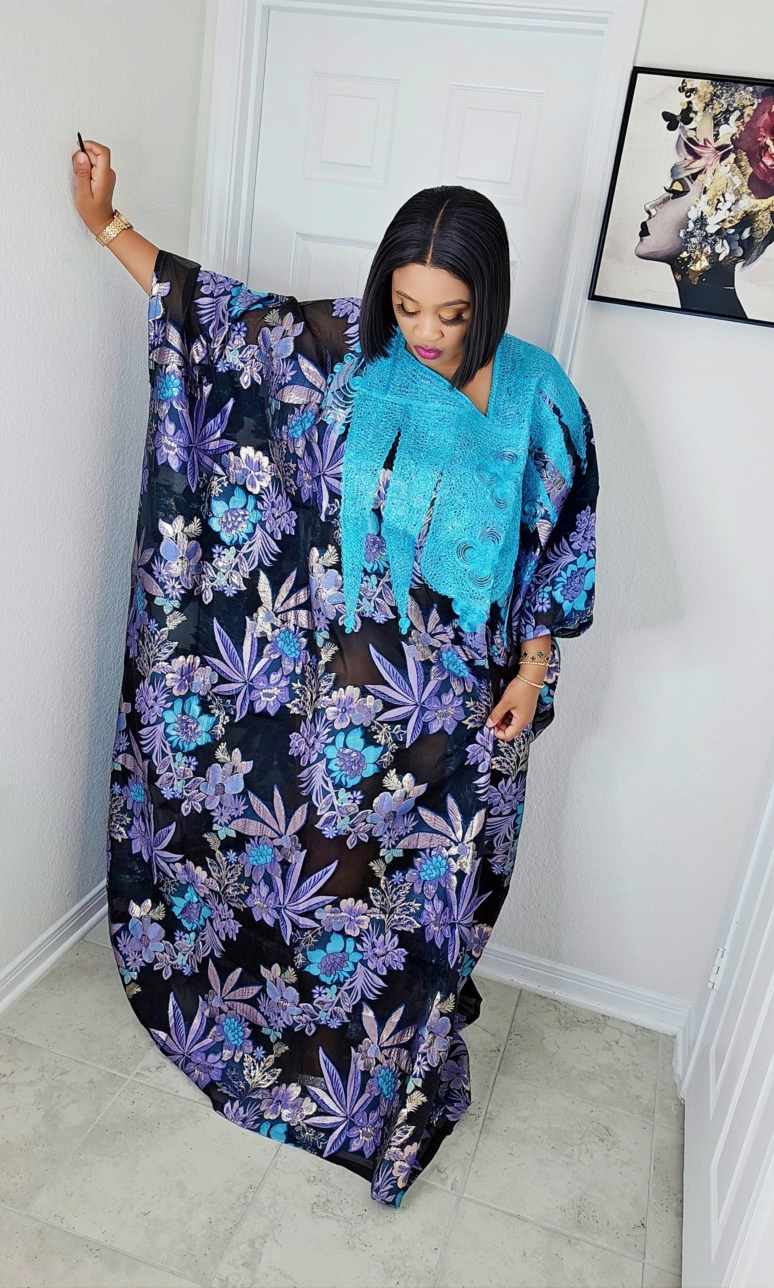 European Damask Brocade Agbada Bubu