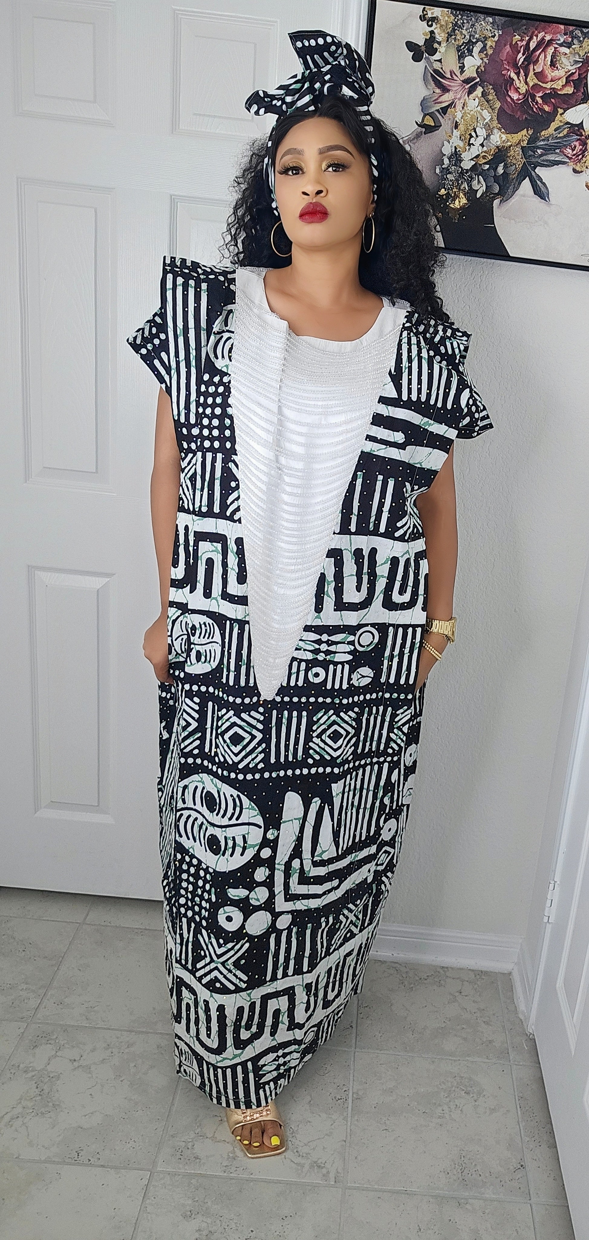 Imade Rich Aunty Luxury Beaded Ankara Agbada Bubu Kaftan