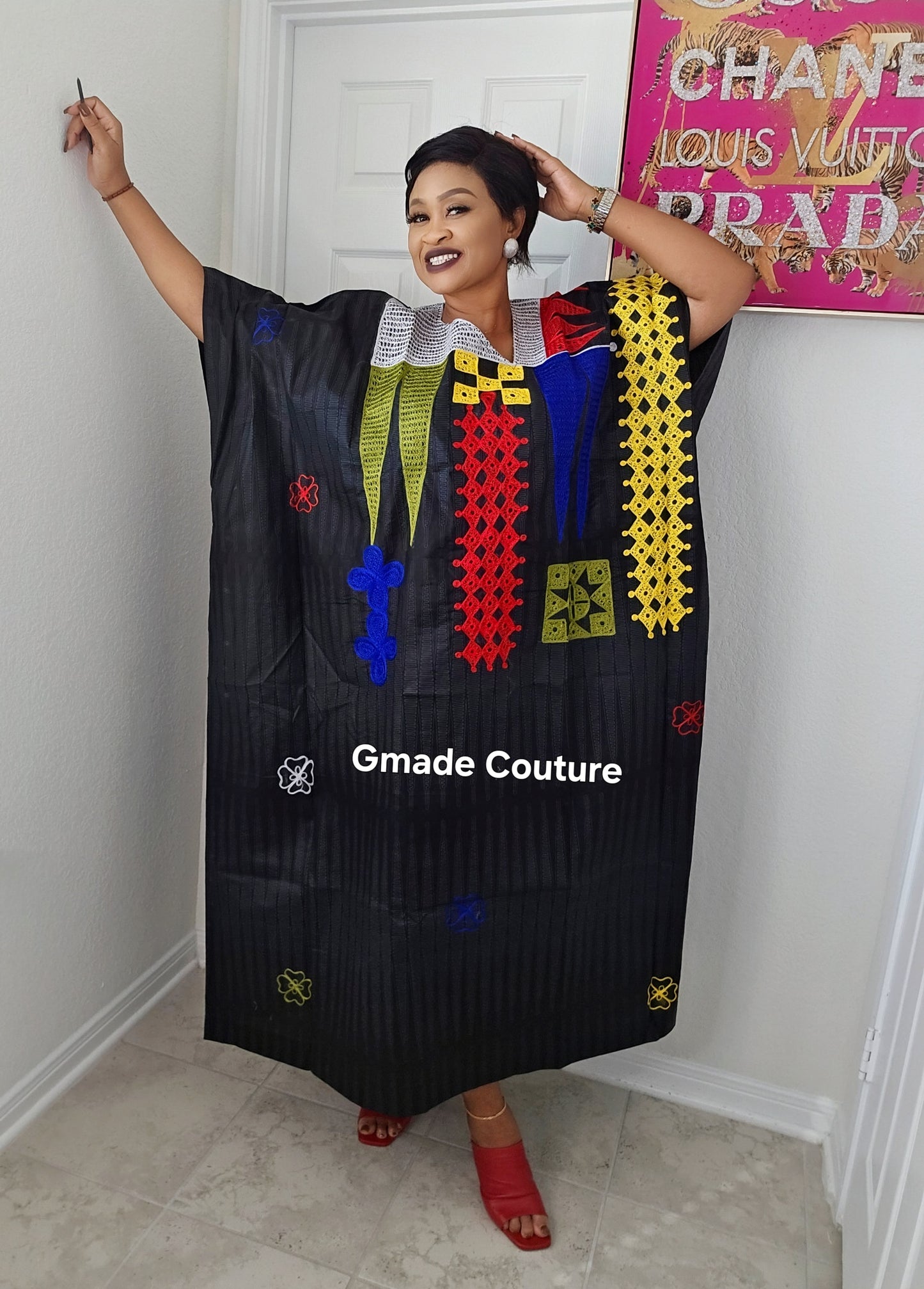 High Quality Multicolored Agbada Rich Aunty Luxurious Agbada Bubu Maxi Dress Kaftan Dress fully embroidered