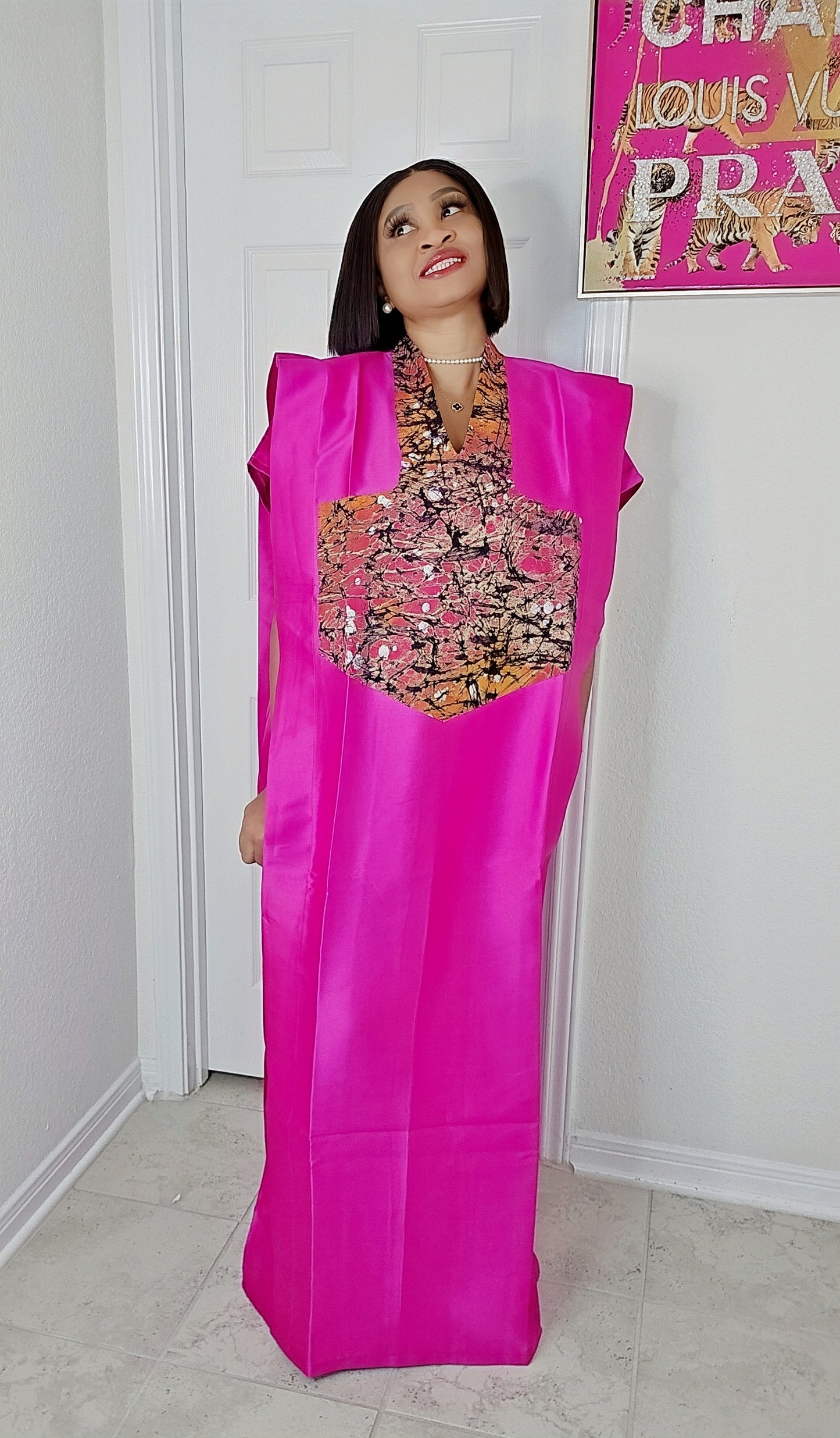 GINA Mikado Silk Rich Aunty Bubu dress with Front Patch