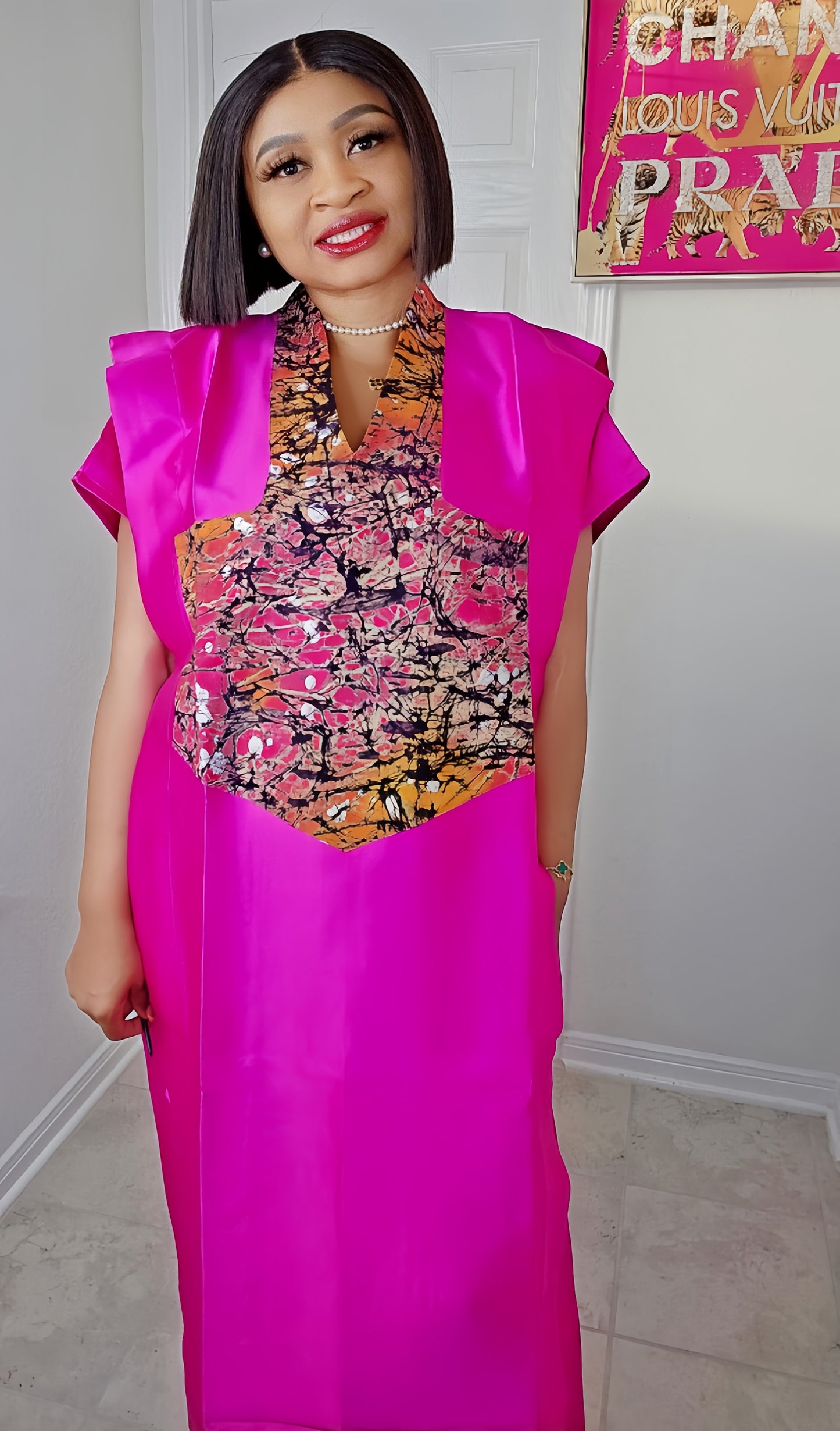 GINA Mikado Silk Rich Aunty Bubu dress with Front Patch