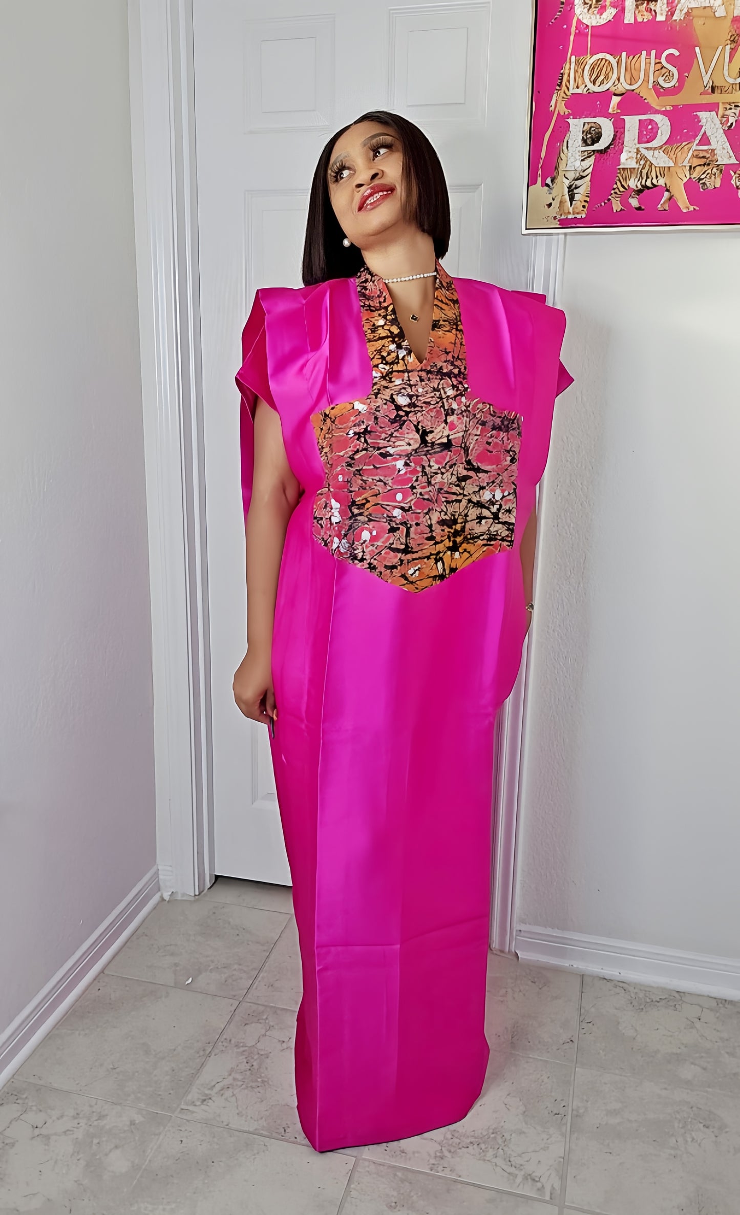 GINA Mikado Silk Rich Aunty Bubu dress with Front Patch