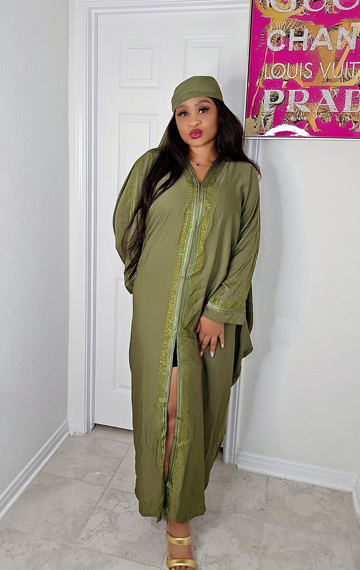 Jalabiya /Kaftan/Beach cover up with matching headwrap