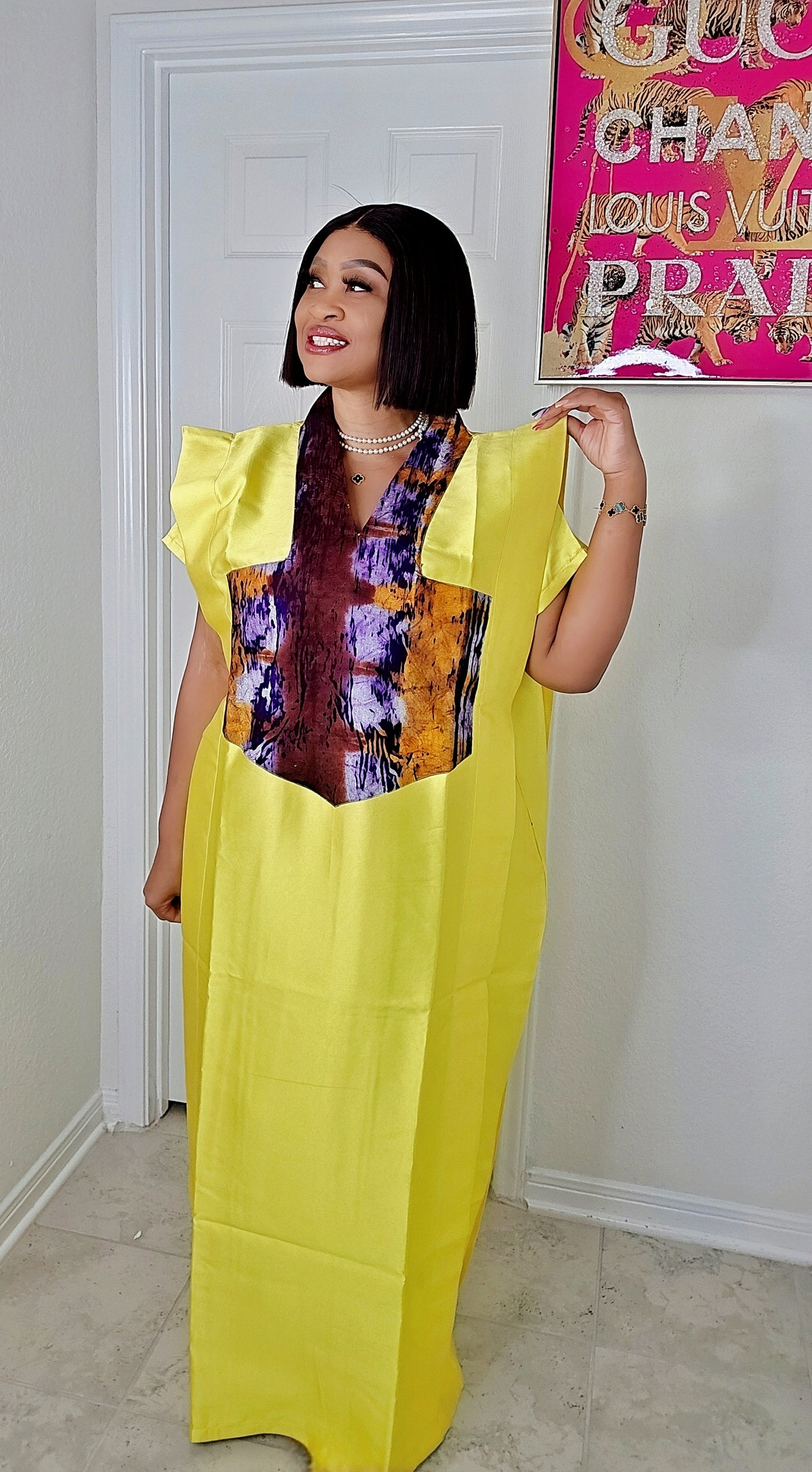 GINA Mikado Silk Rich Aunty Bubu dress with Front Patch