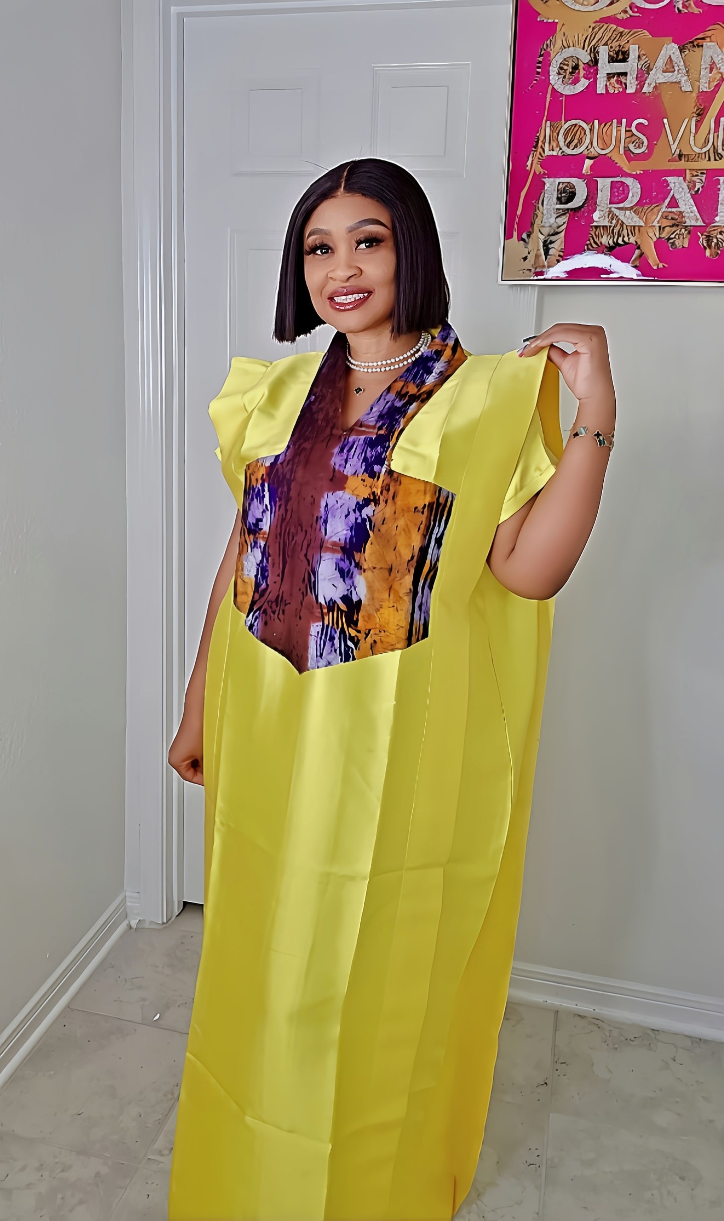 GINA Mikado Silk Rich Aunty Bubu dress with Front Patch