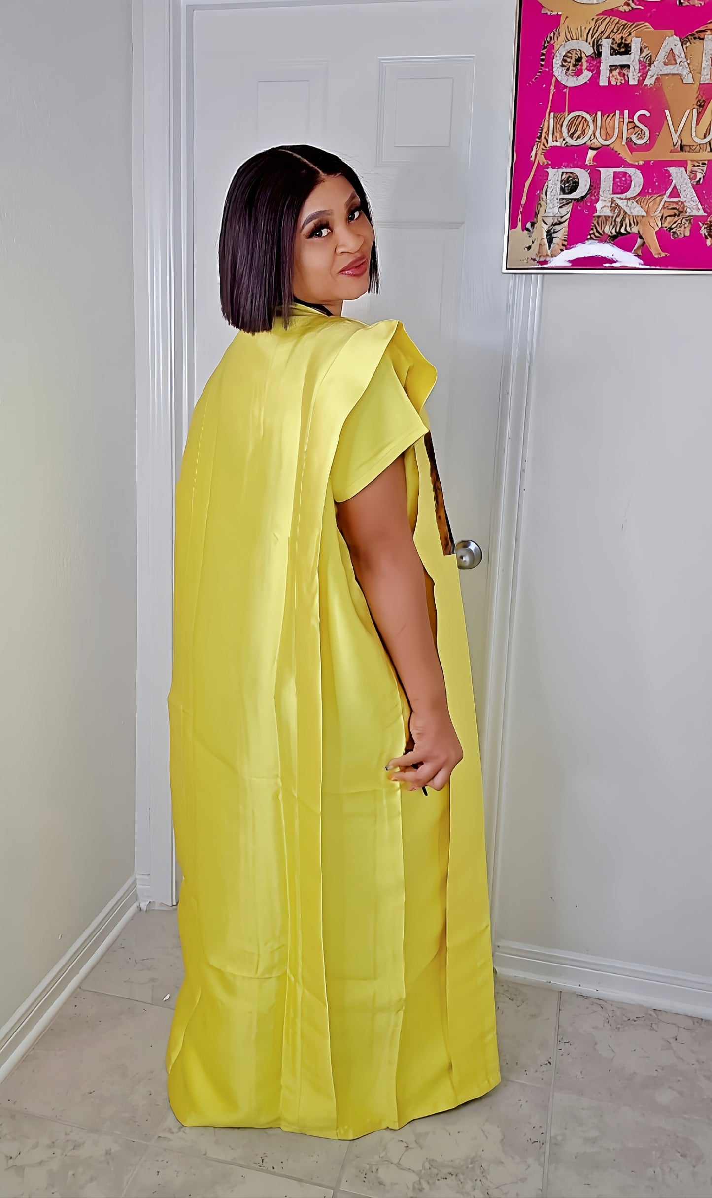 GINA Mikado Silk Rich Aunty Bubu dress with Front Patch