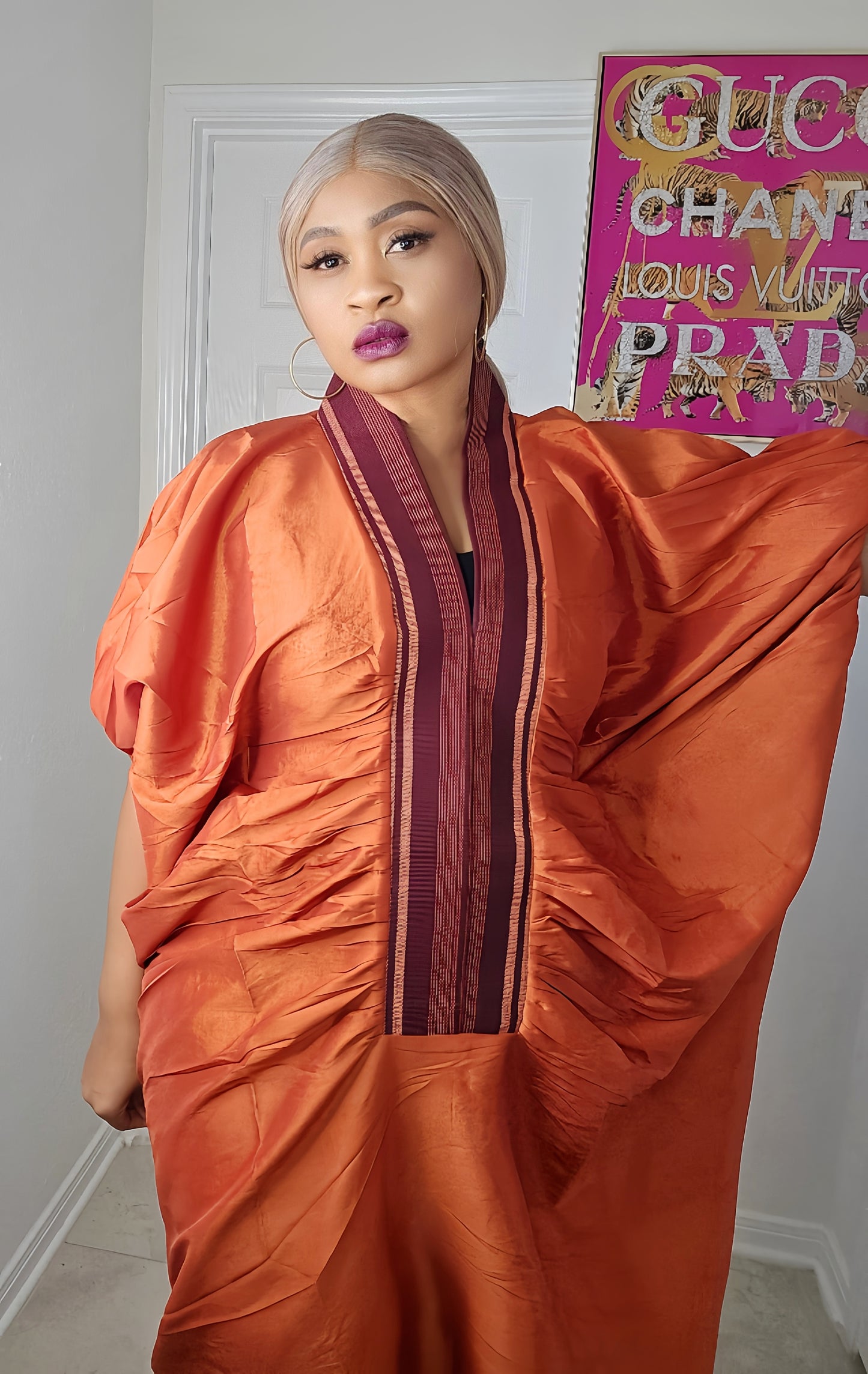 Zara Rich Aunty Bubu Dress With Aso-Oke Neckline