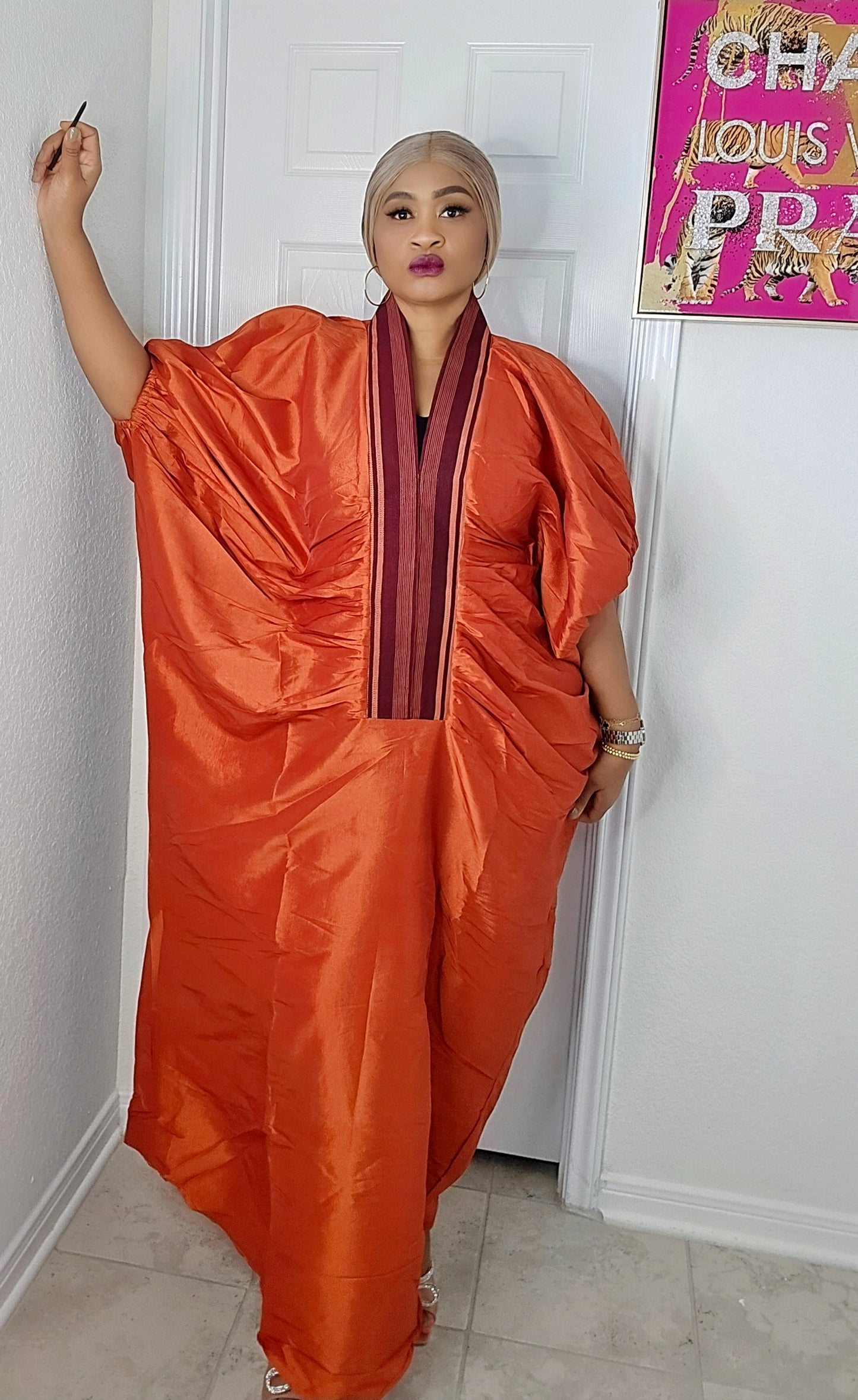 Zara Rich Aunty Bubu Dress With Aso-Oke Neckline