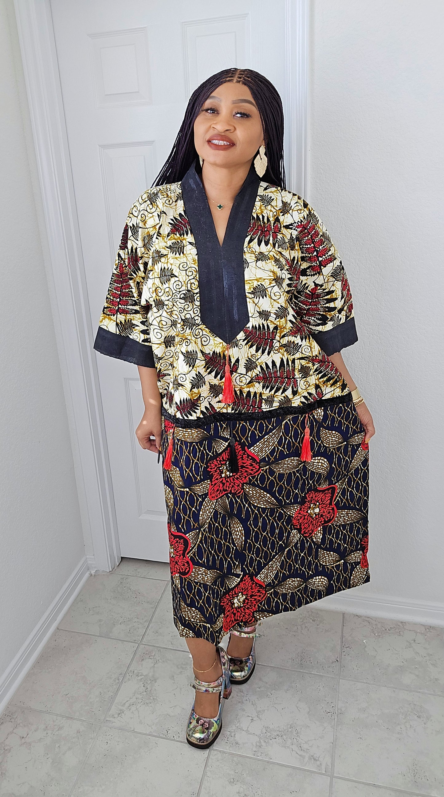 Tiwalola – Rich Aunty Bubu Midi length with Matching Scarf