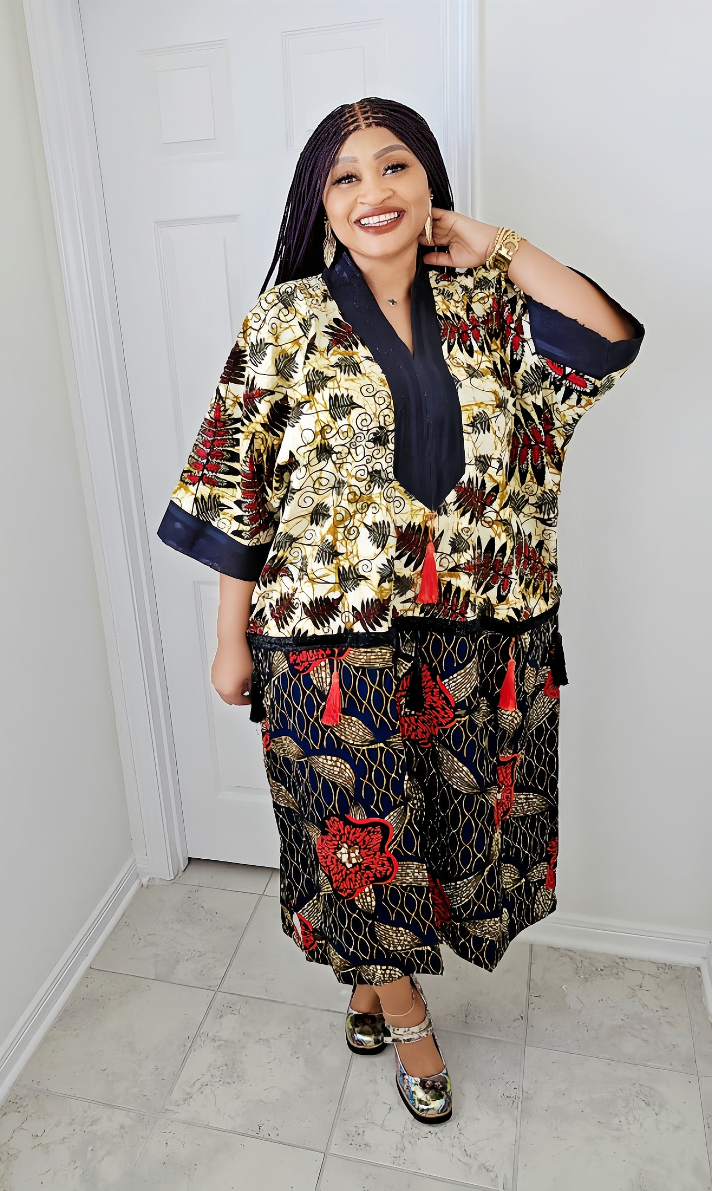 Tiwalola – Rich Aunty Bubu Midi length with Matching Scarf