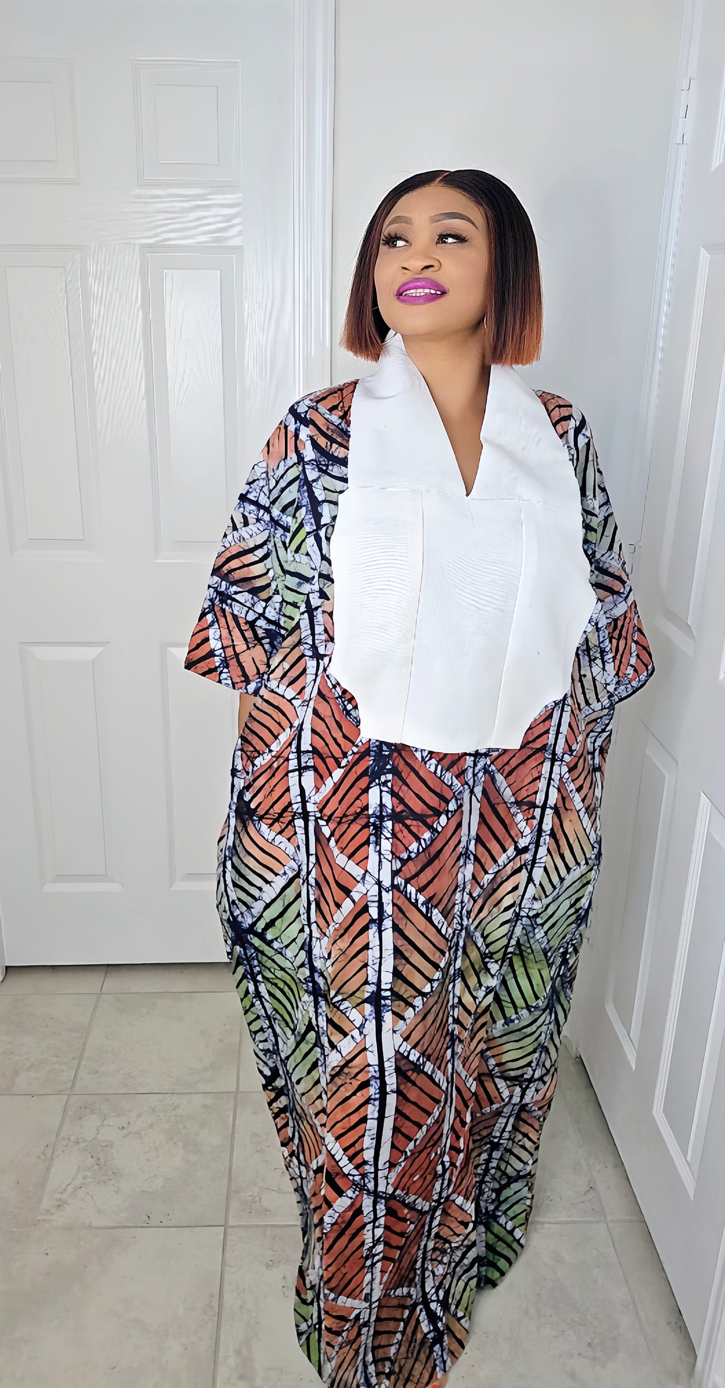 TARI BUBU – Aso-Oke Embroidered Bubu Boubou Kaftan Style with Matching Scarf